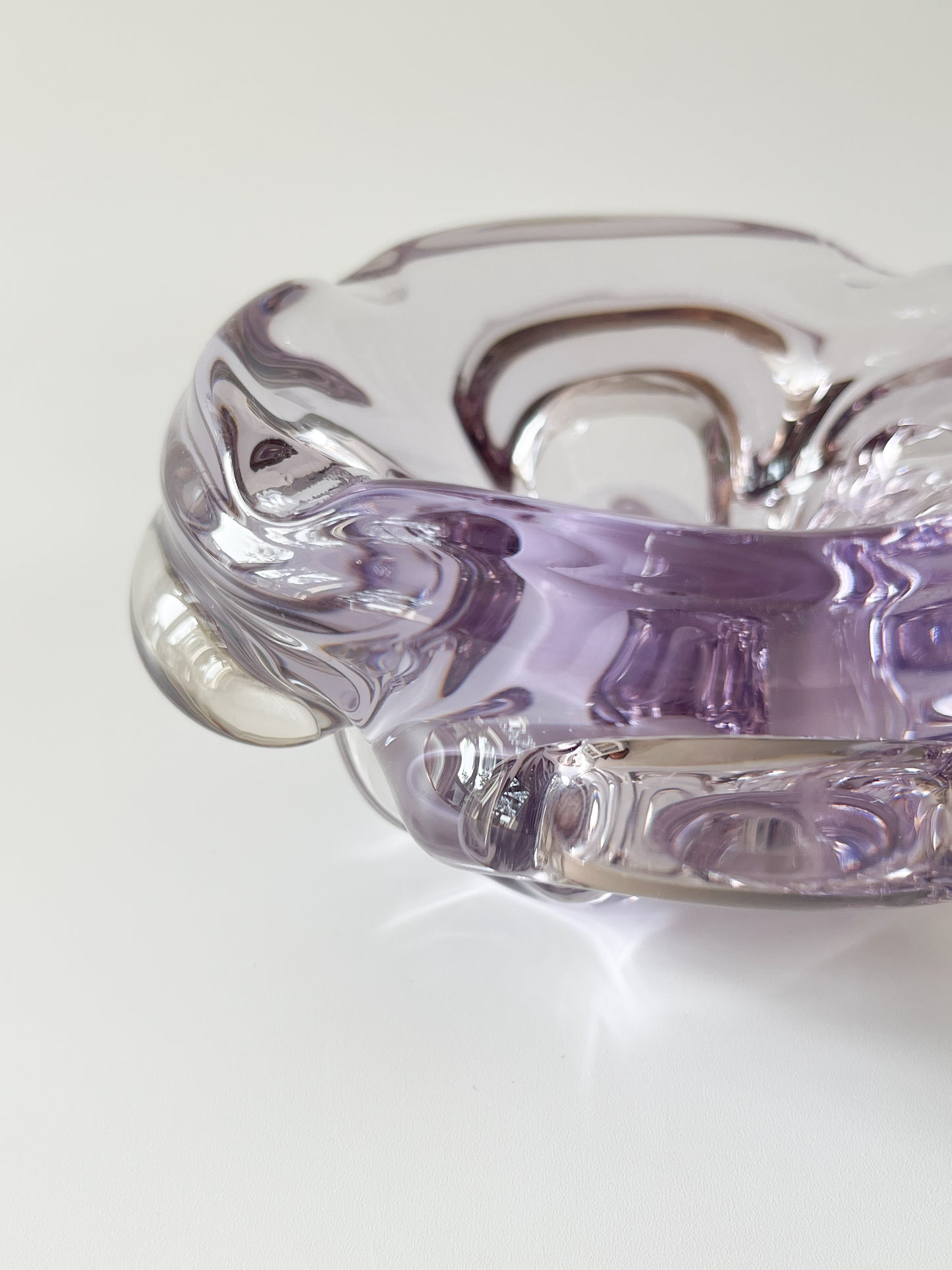 Mid Century Murano Lavender Art Glass Ashtray