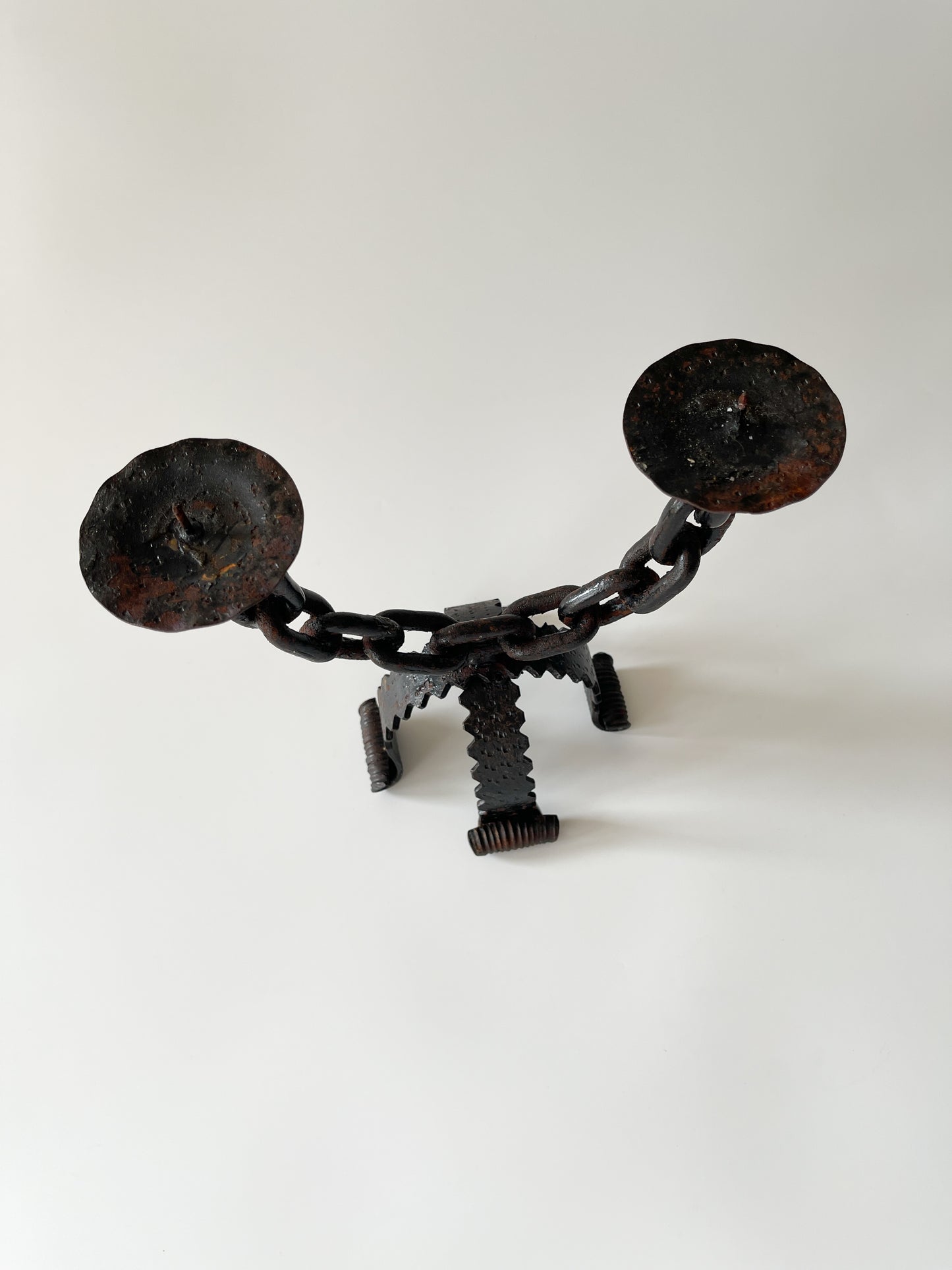 Vintage Wrought Iron Chain Link Candelabra