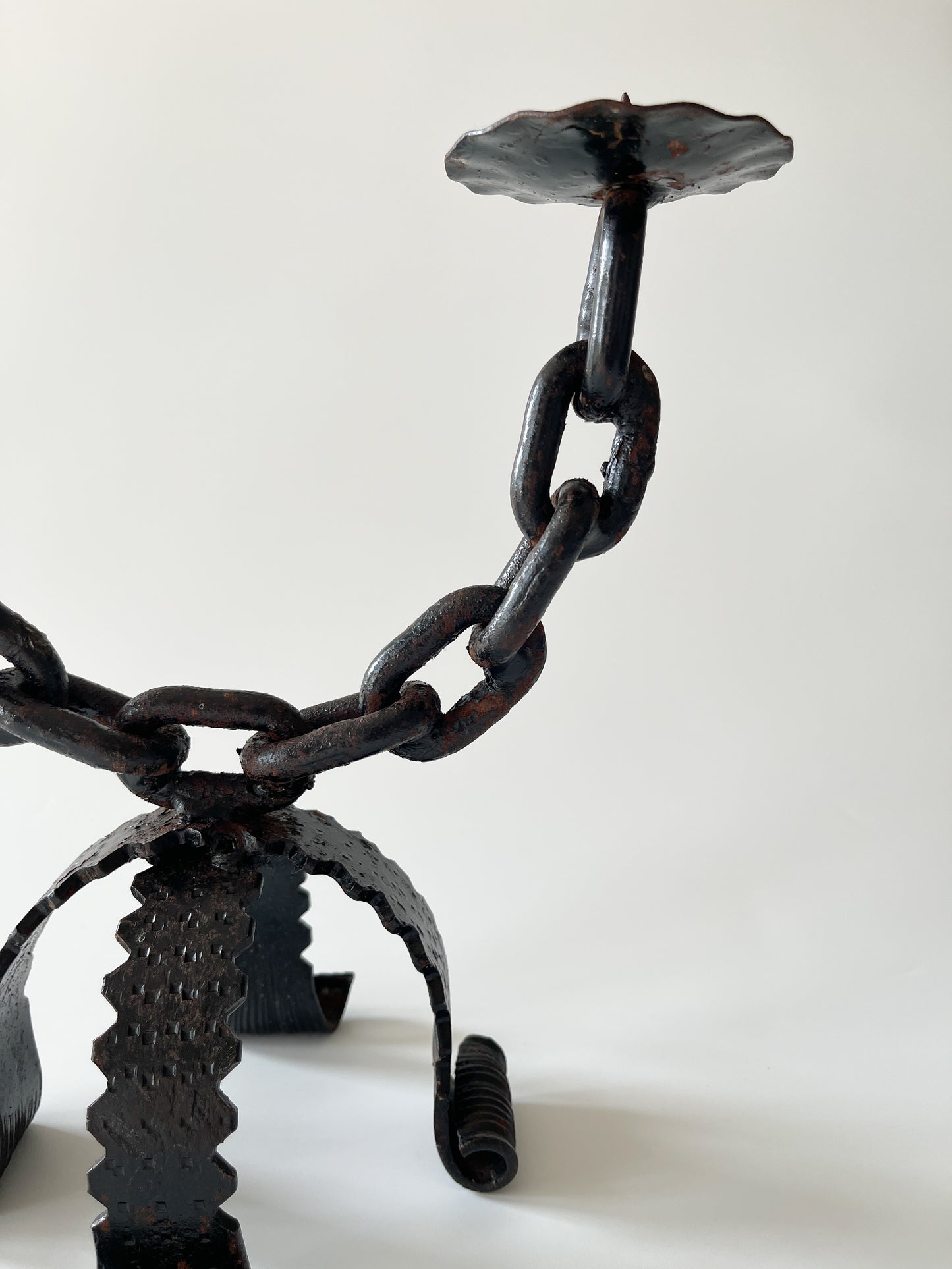 Vintage Wrought Iron Chain Link Candelabra