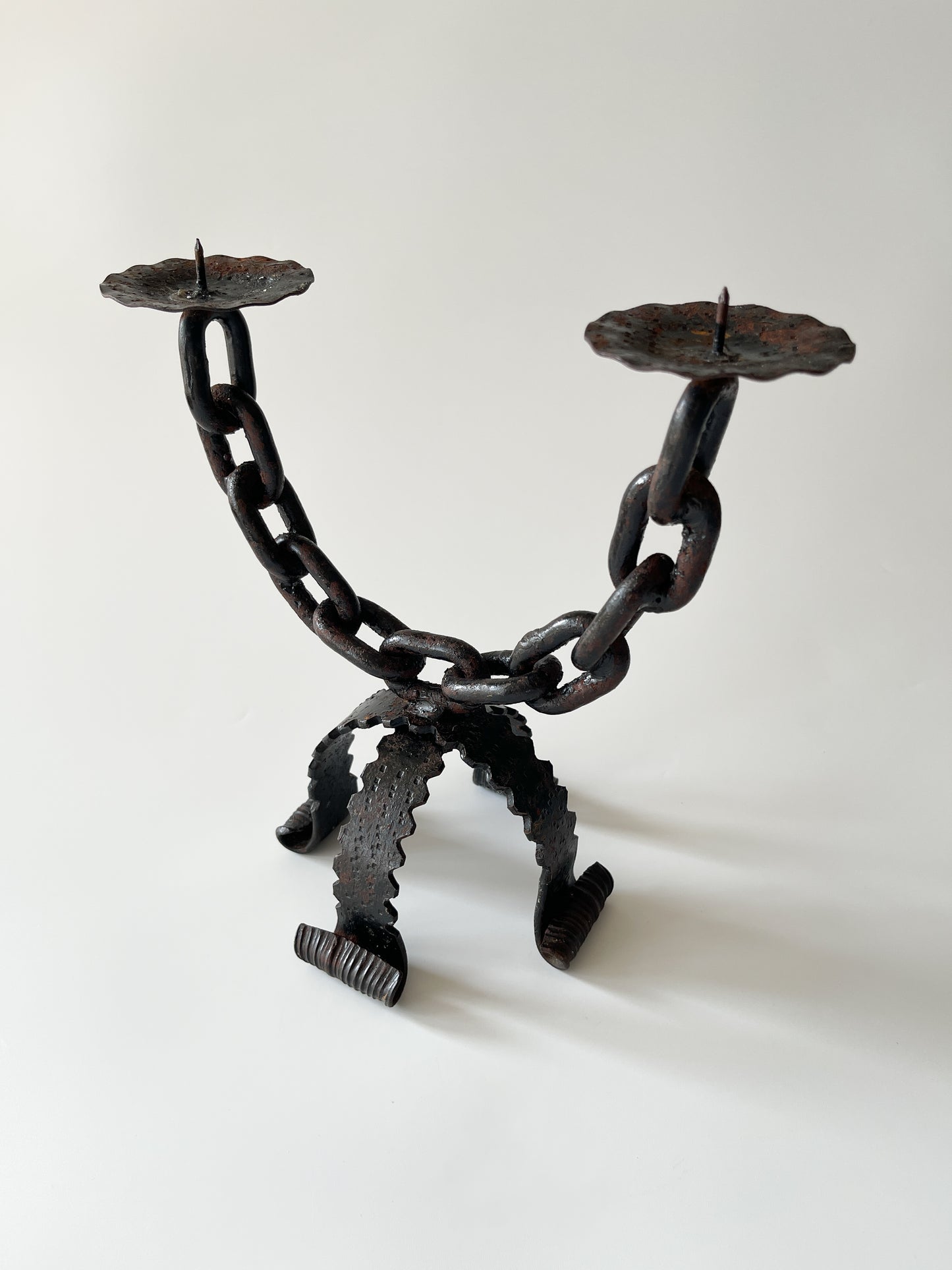 Vintage Wrought Iron Chain Link Candelabra