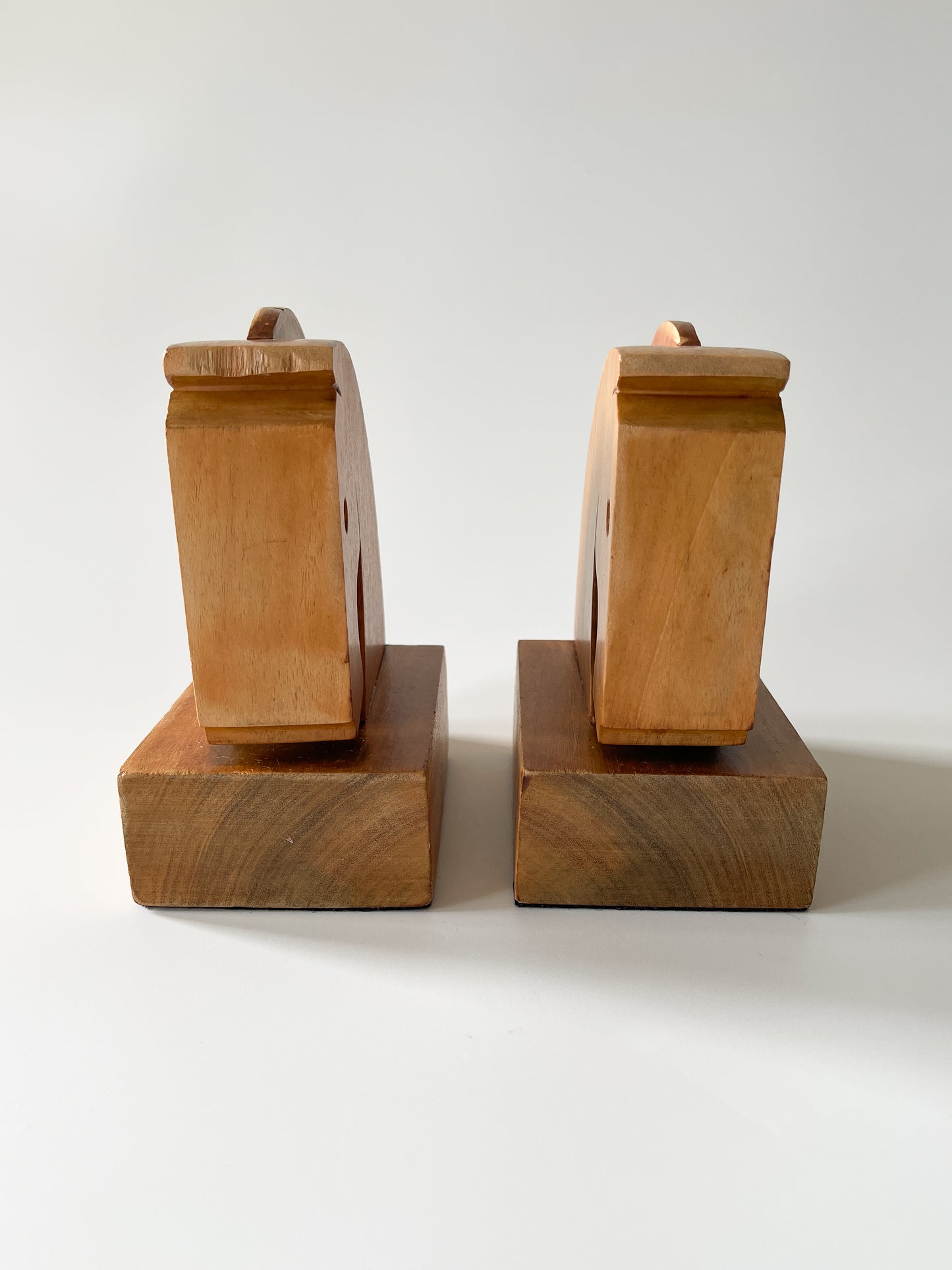 Vintage Mid Century Wood Horse Head Bookends