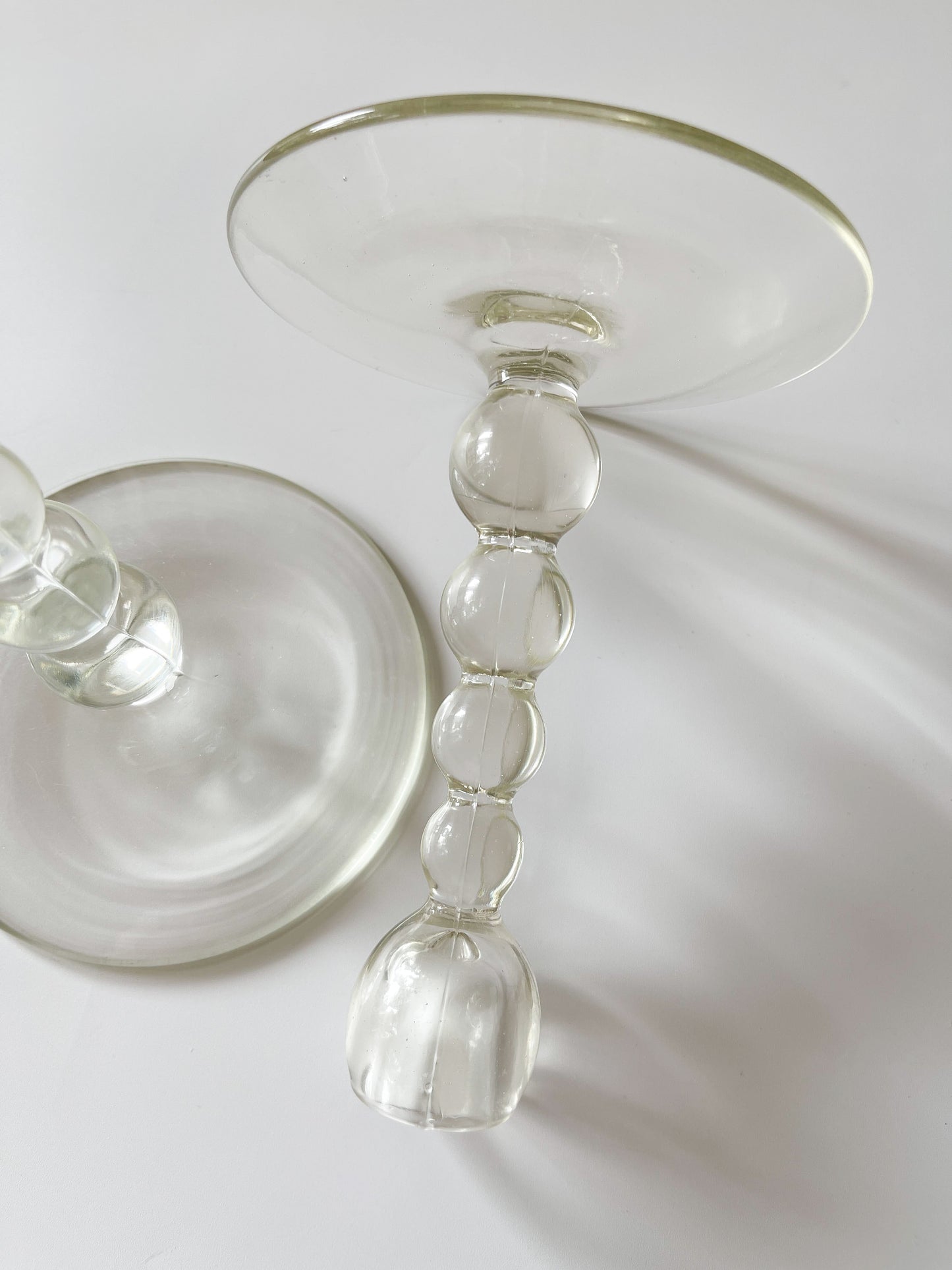 Art Deco Glass Ball Stem Candlesticks