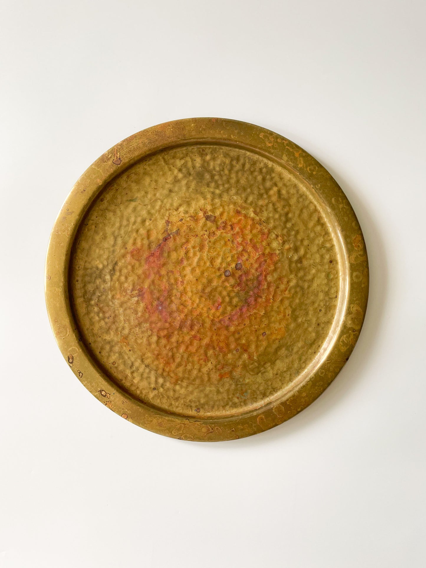 Vintage Nestor England Hammered Brass Round Tray