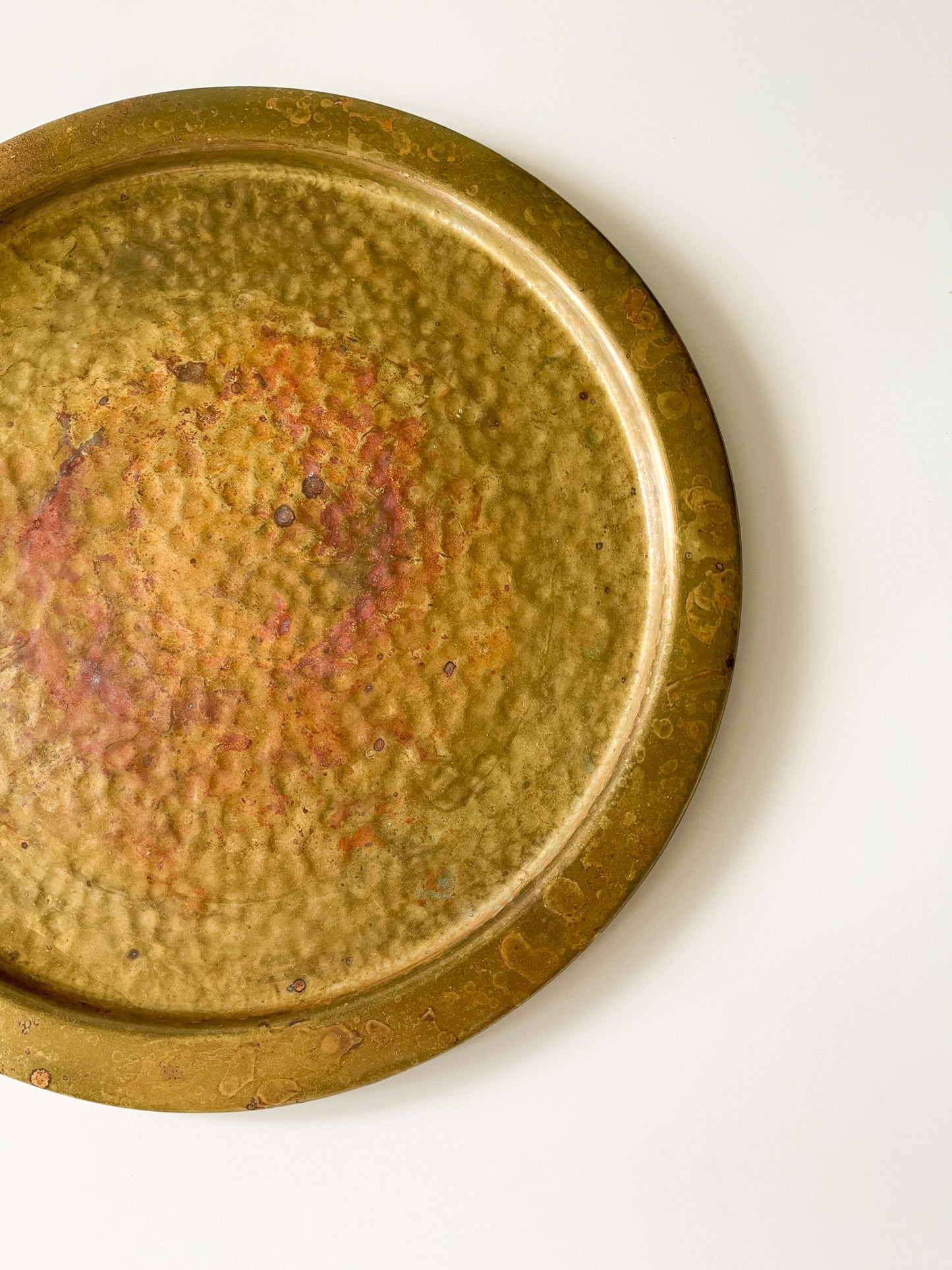 Vintage Nestor England Hammered Brass Round Tray
