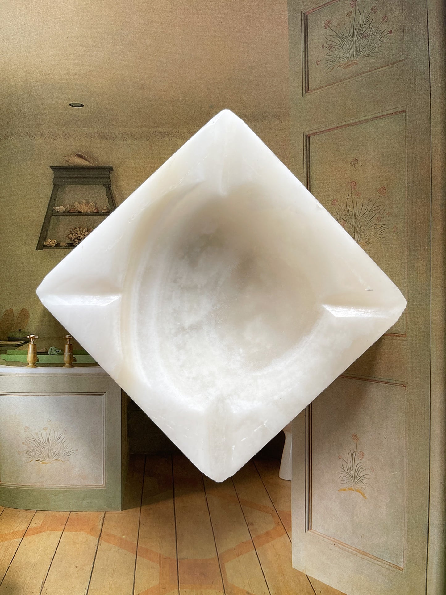 Vintage White Onyx Stone Ashtray Catchall