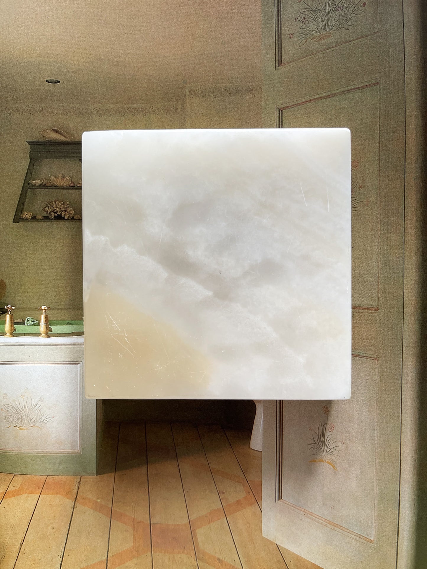 Vintage White Onyx Stone Ashtray Catchall