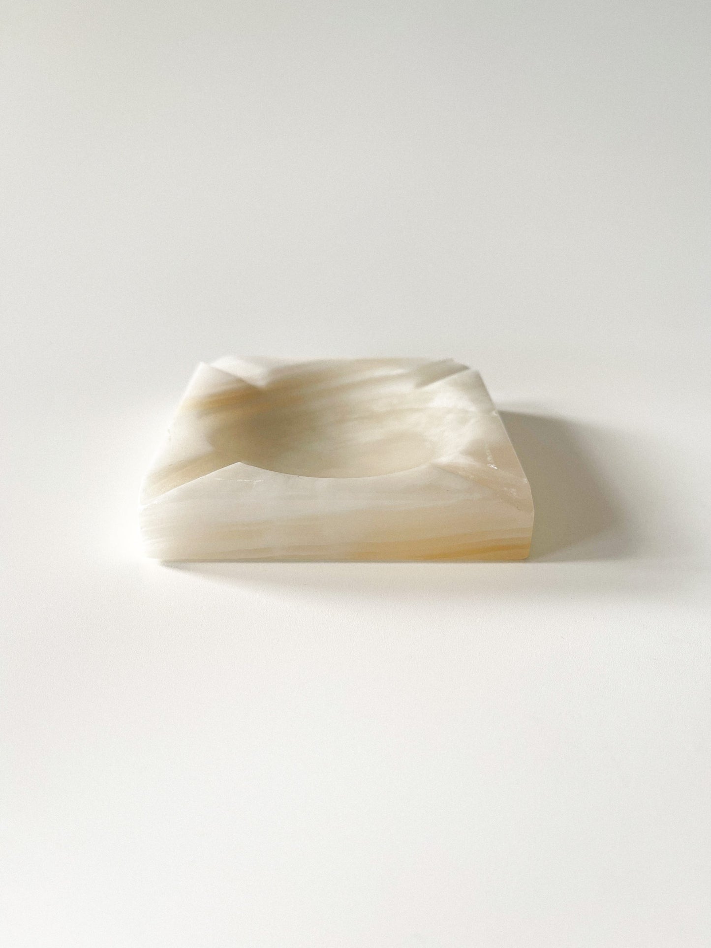 Vintage White Onyx Stone Ashtray Catchall