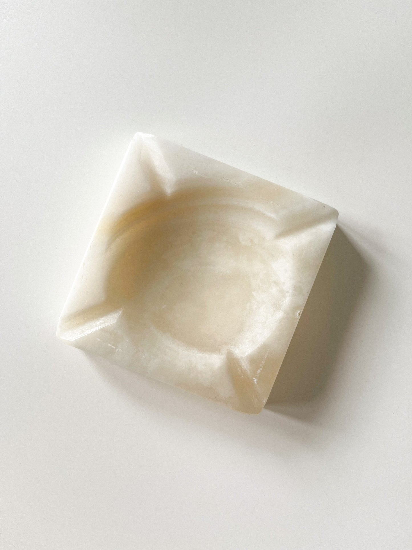 Vintage White Onyx Stone Ashtray Catchall