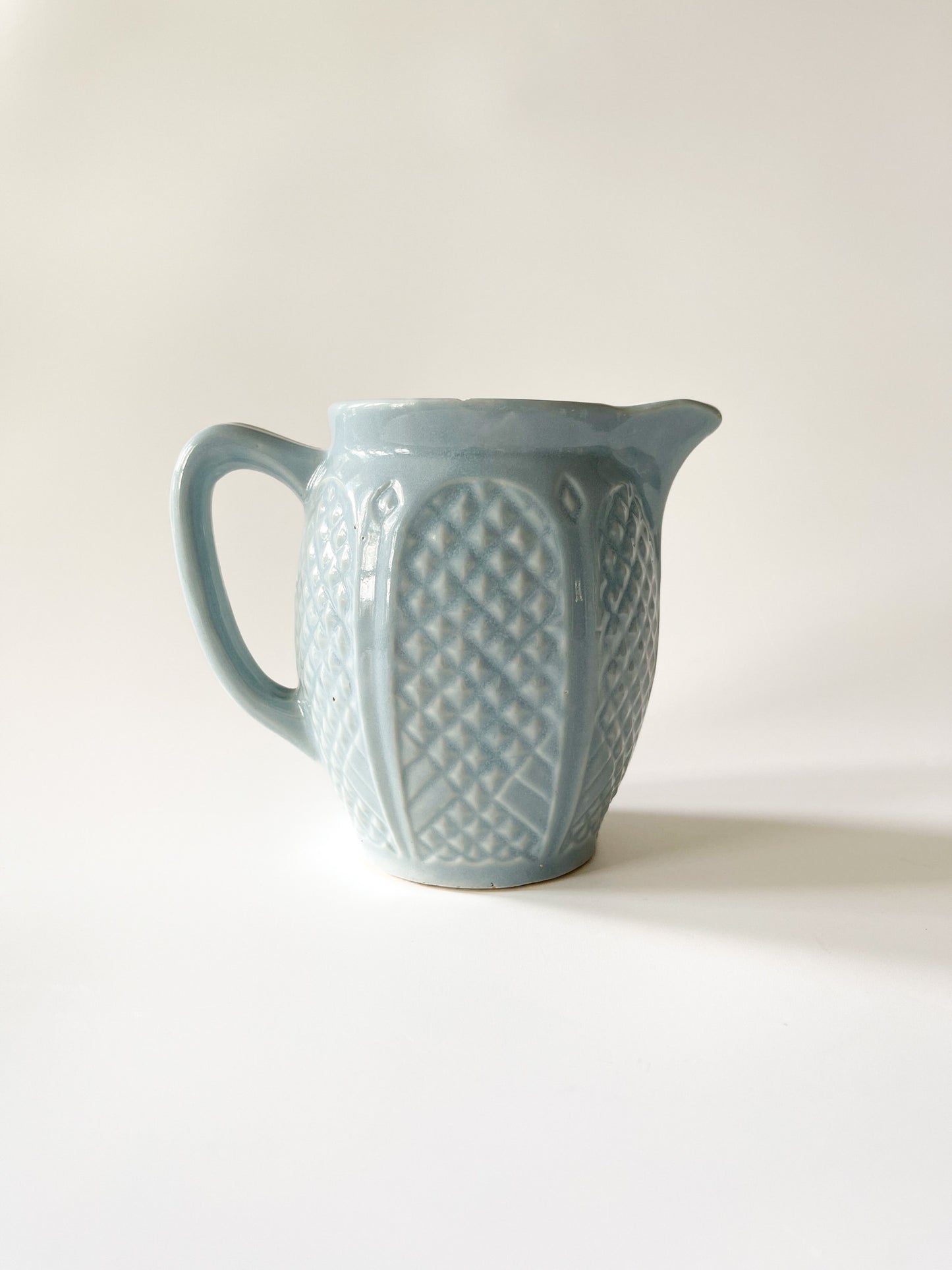 Vintage RRP Co Blue Diamond Stoneware Pitcher