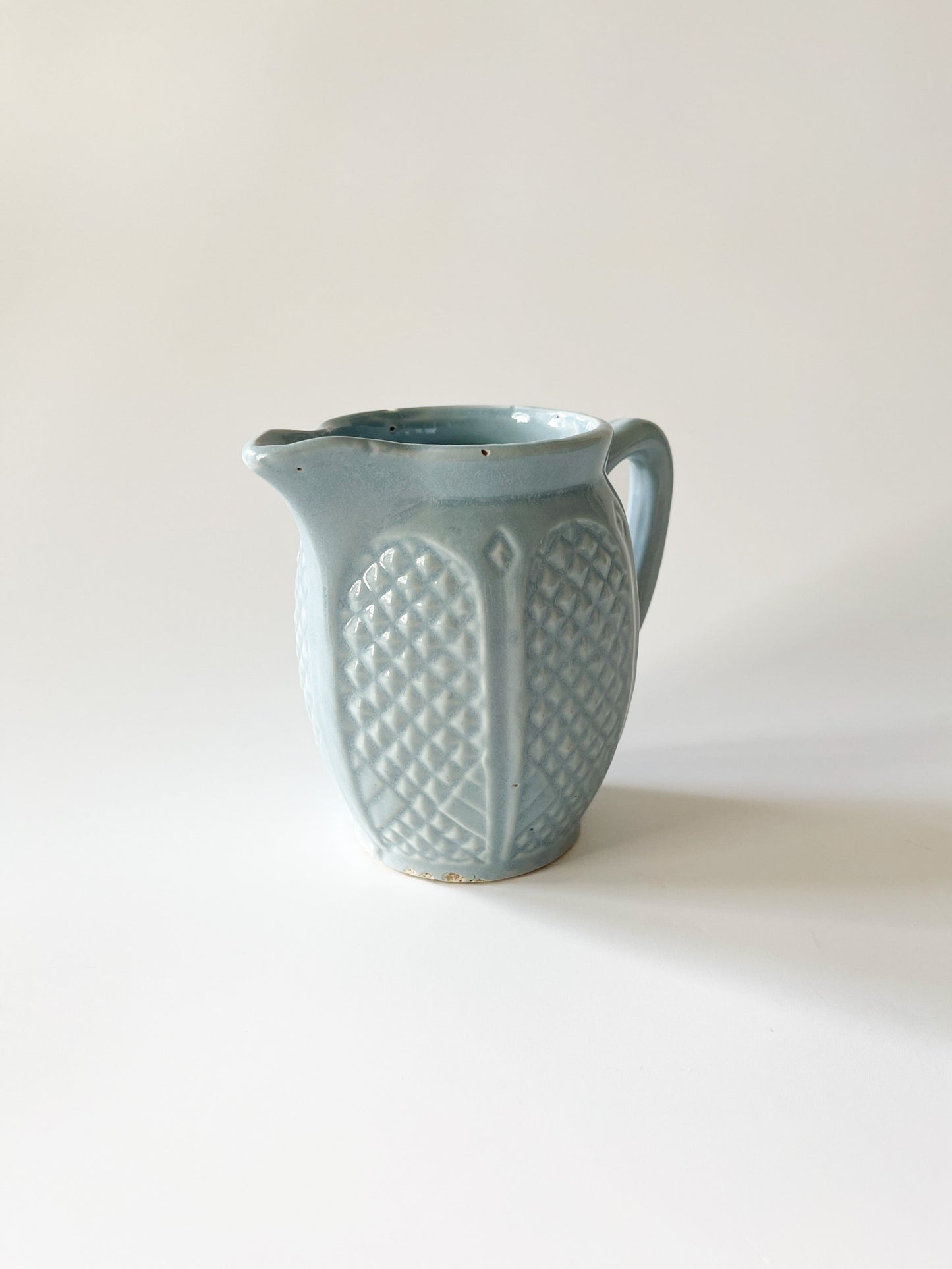 Vintage RRP Co Blue Diamond Stoneware Pitcher