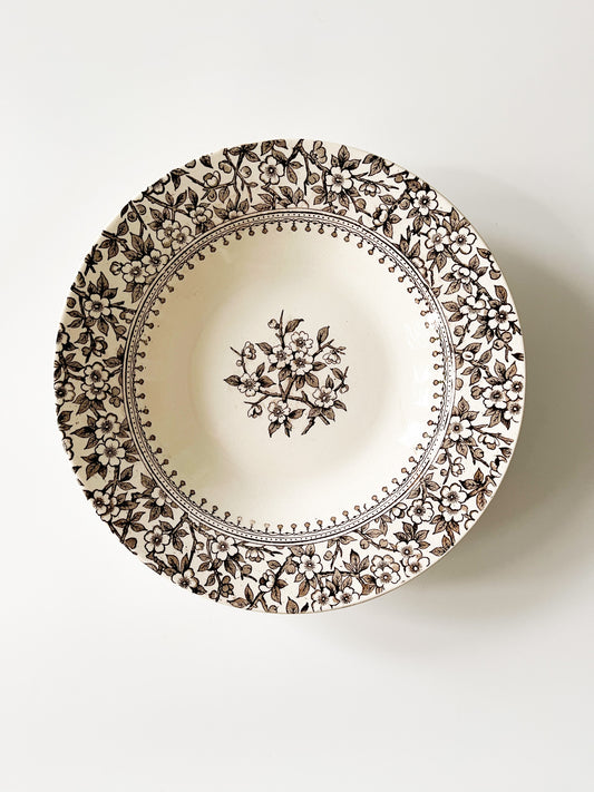 Antique English Ironstone Floral Soup Plate