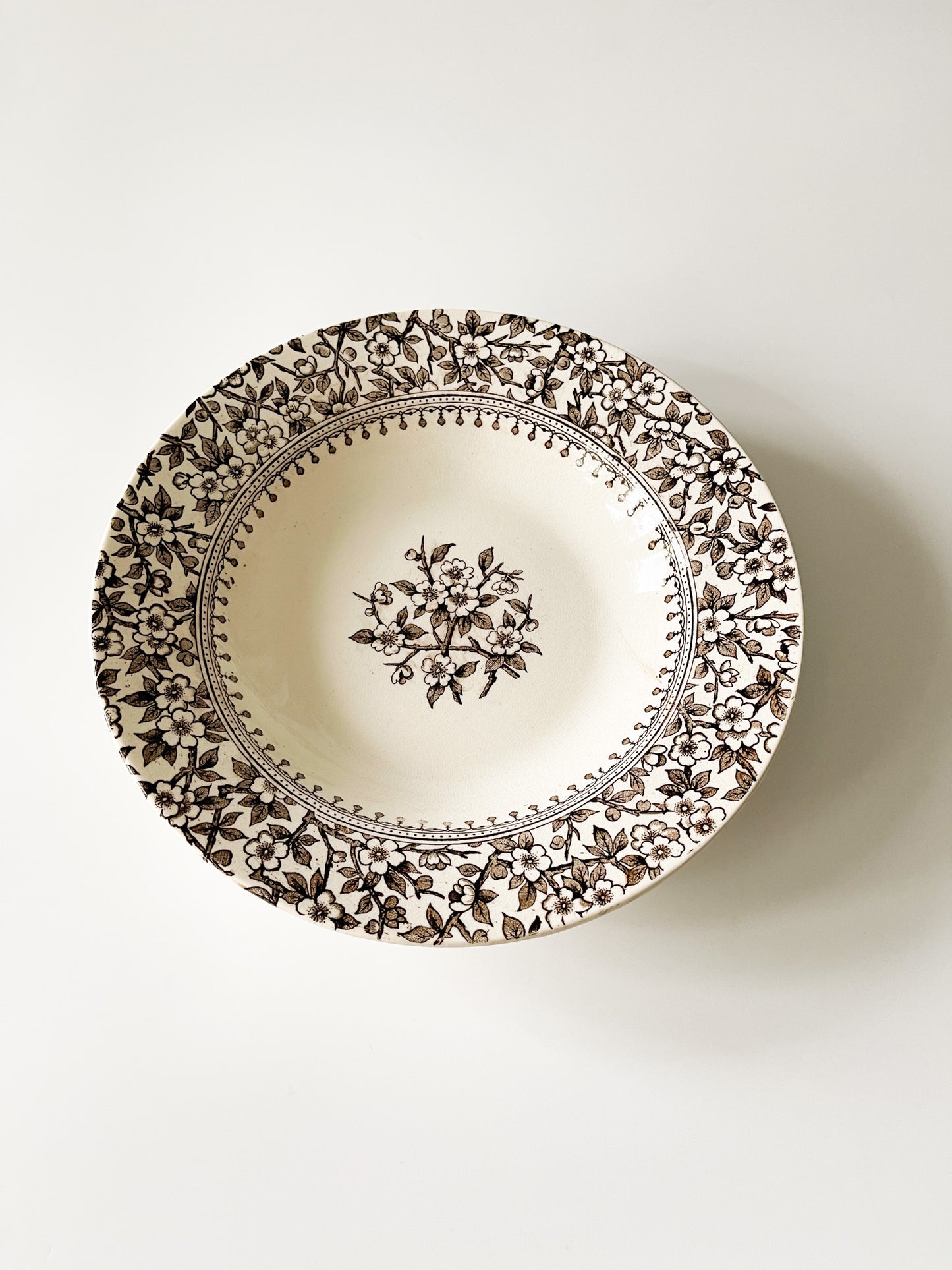 Antique English Ironstone Floral Soup Plate
