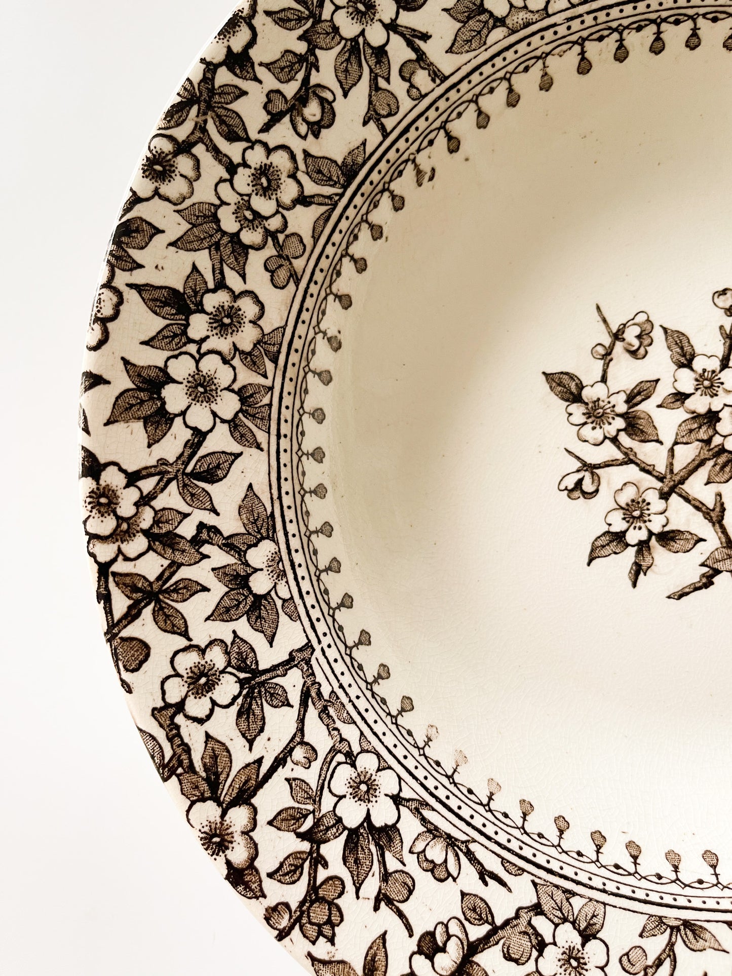 Antique English Ironstone Floral Soup Plate