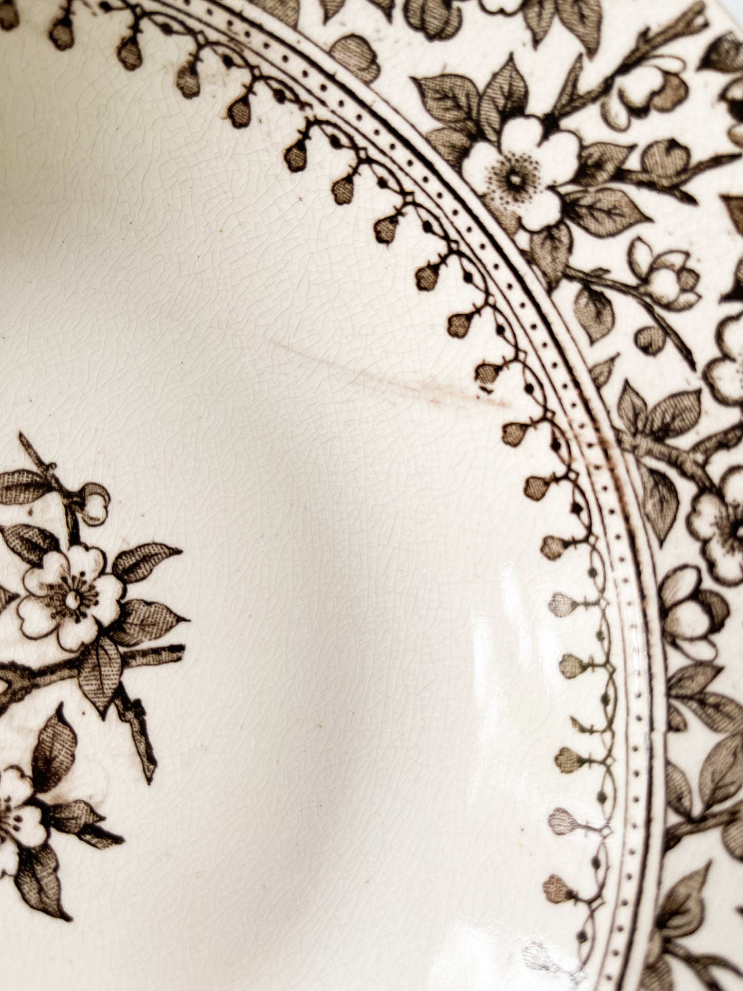 Antique English Ironstone Floral Soup Plate