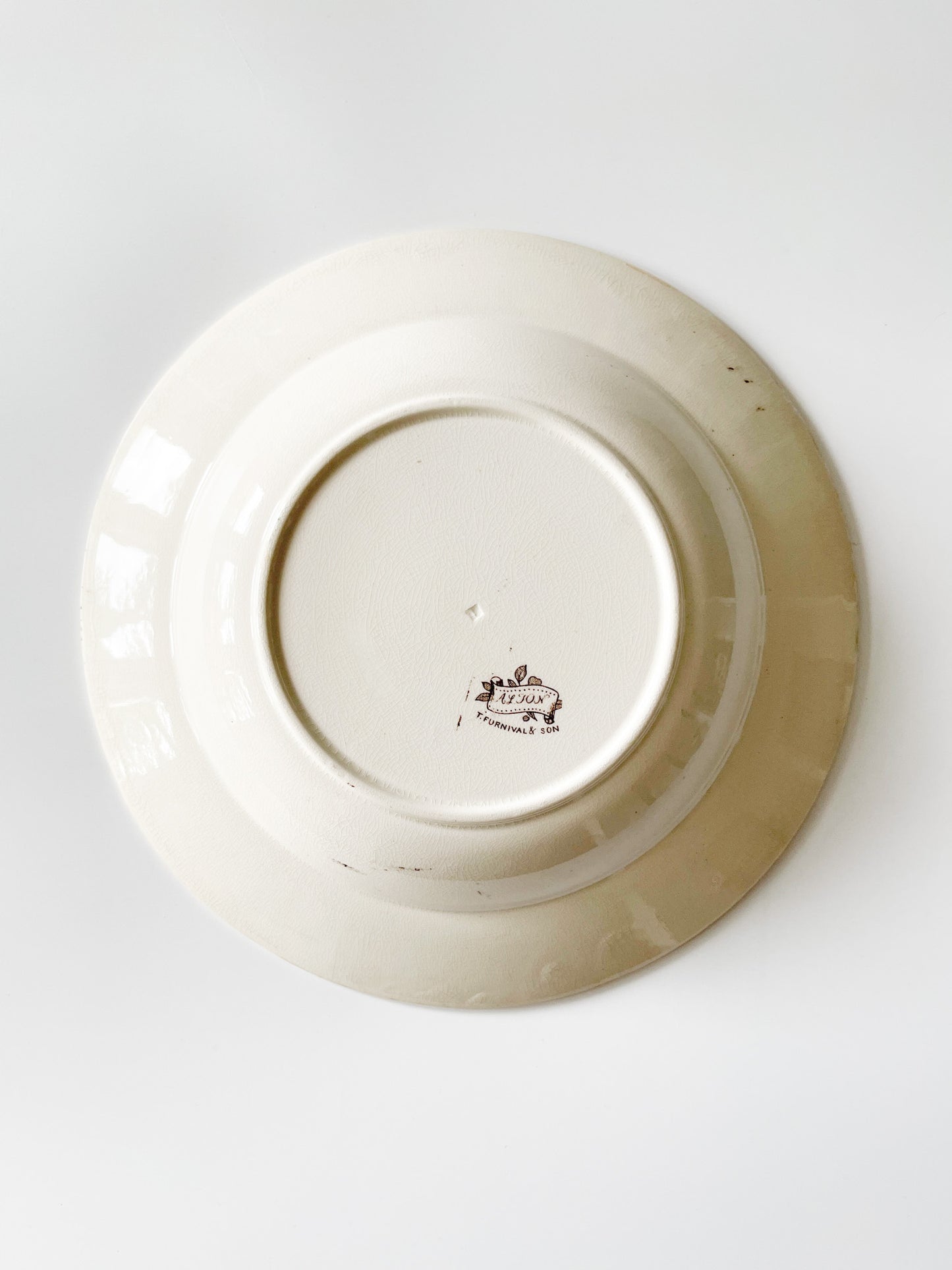 Antique English Ironstone Floral Soup Plate