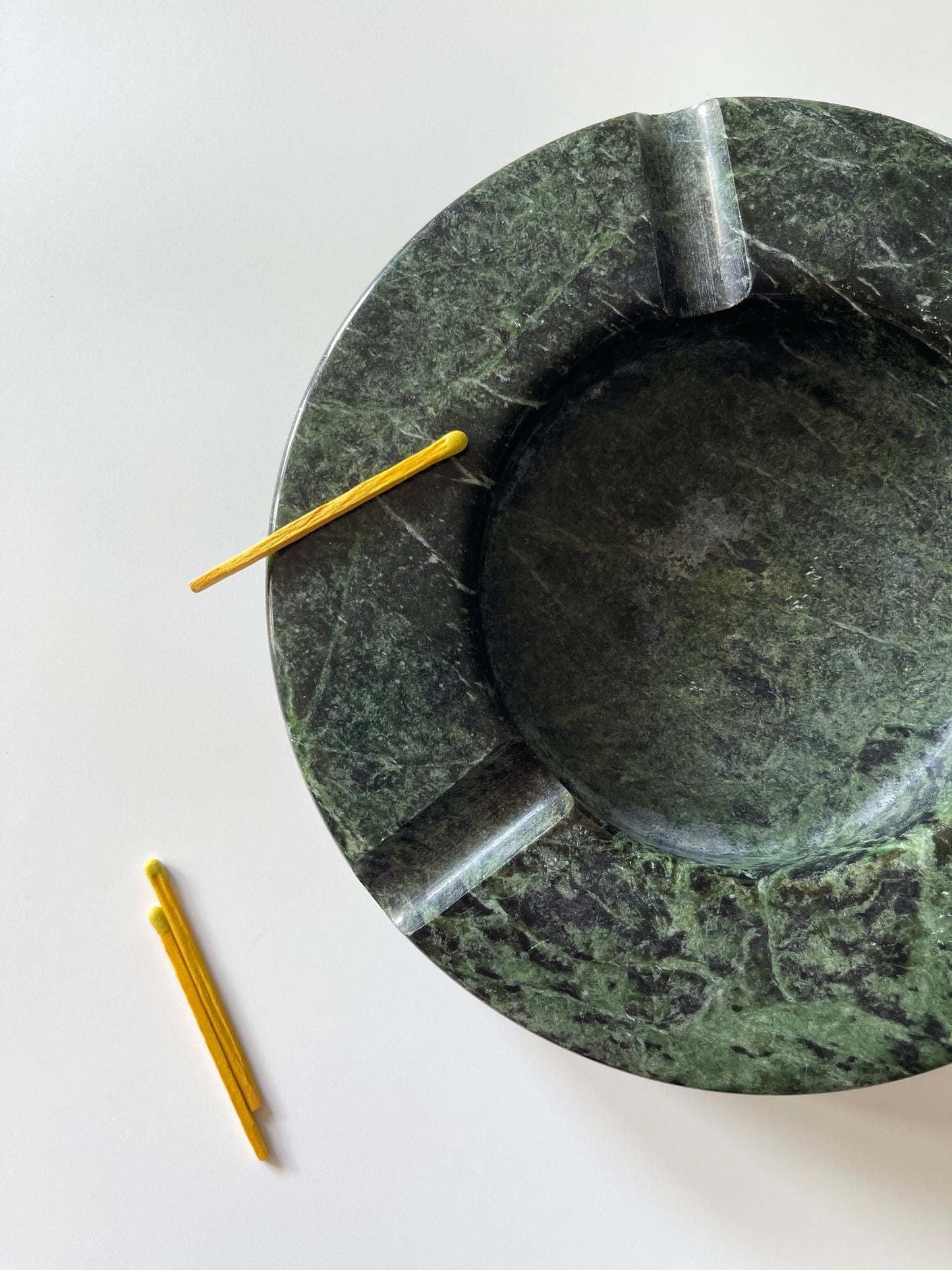 Vintage Oversized Green Marble Ashtray