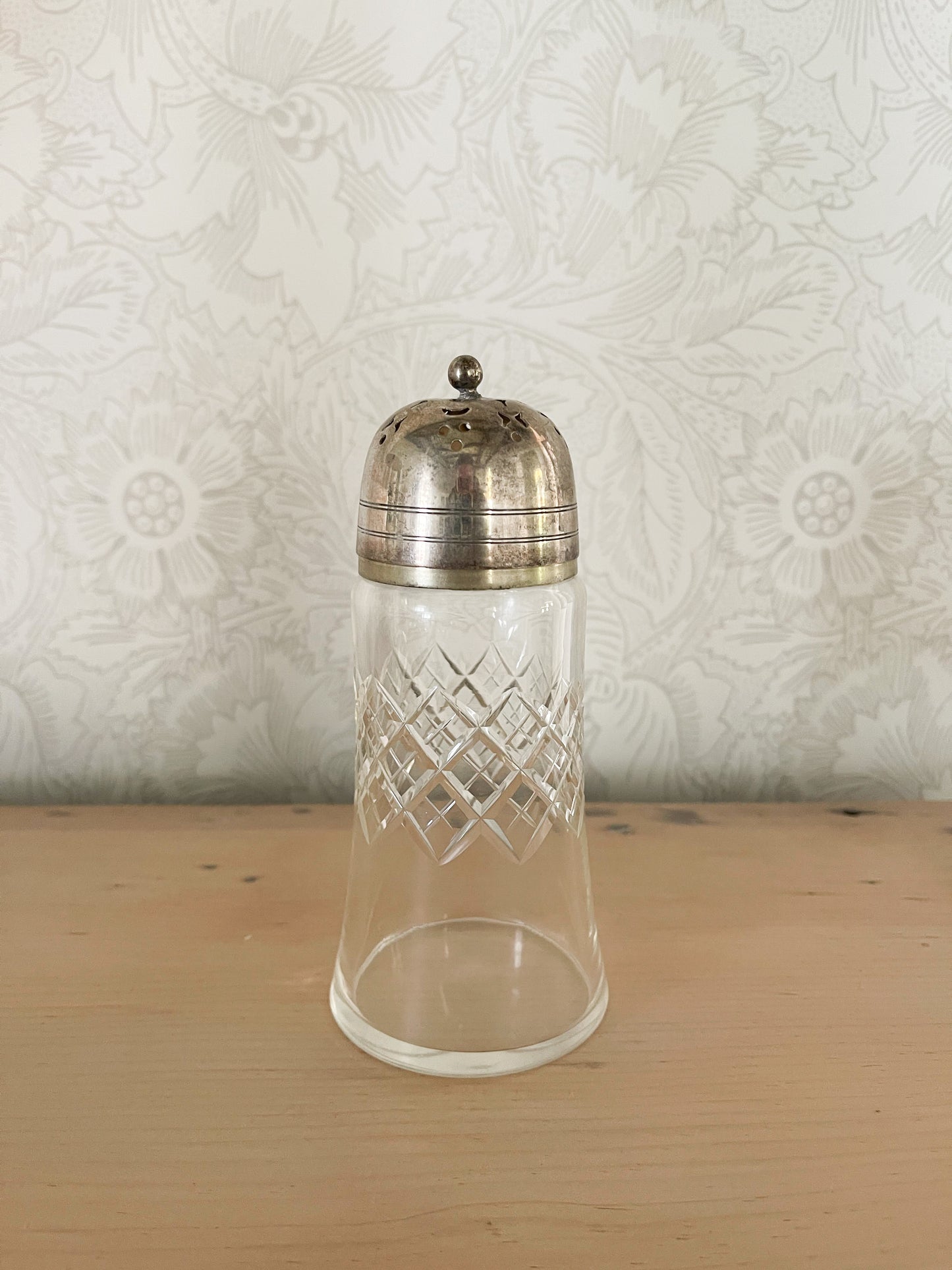 Antique Cut Glass Silver Plate Sugar Shaker