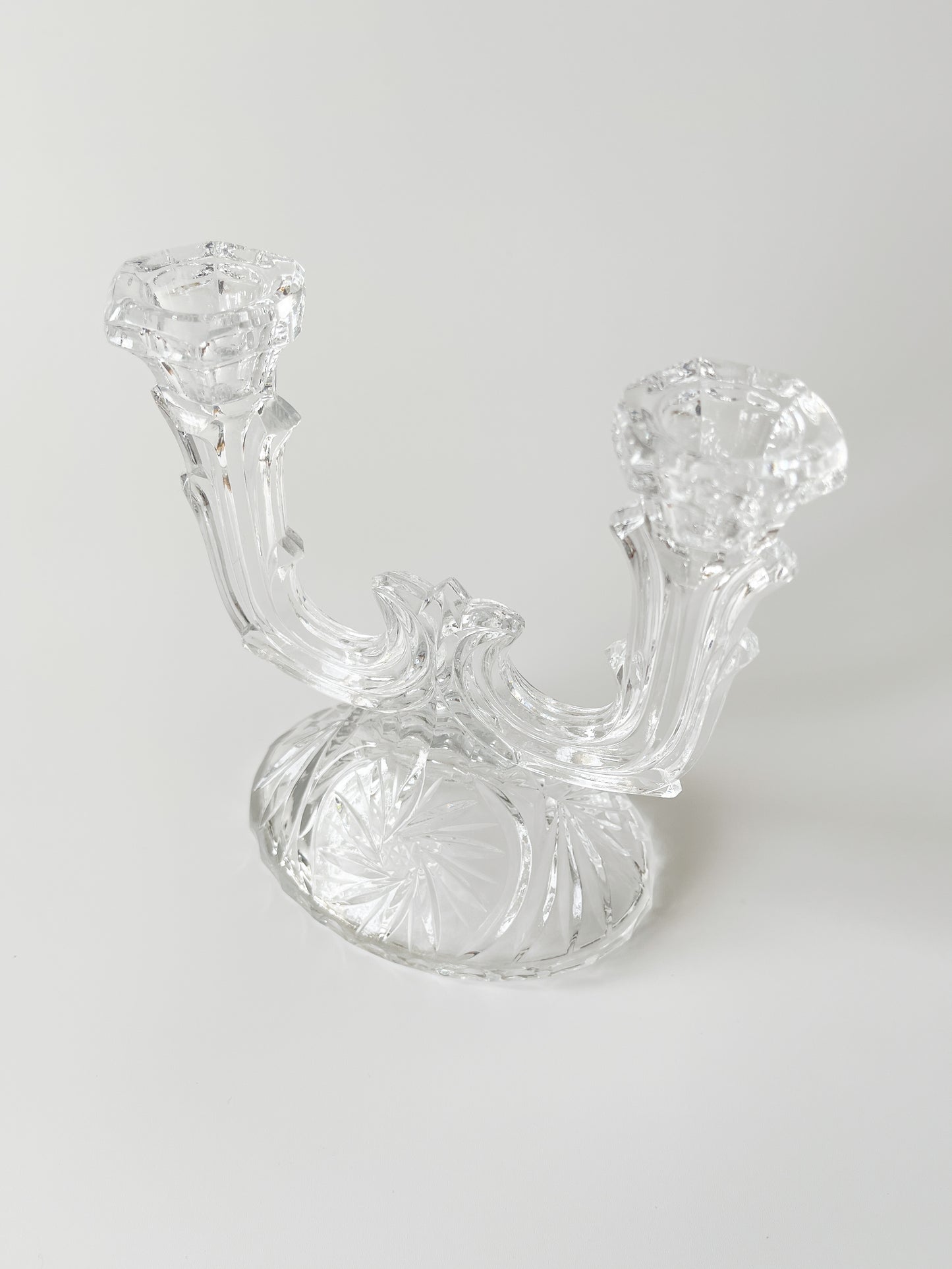Vintage Cut Crystal Double Candle Holders