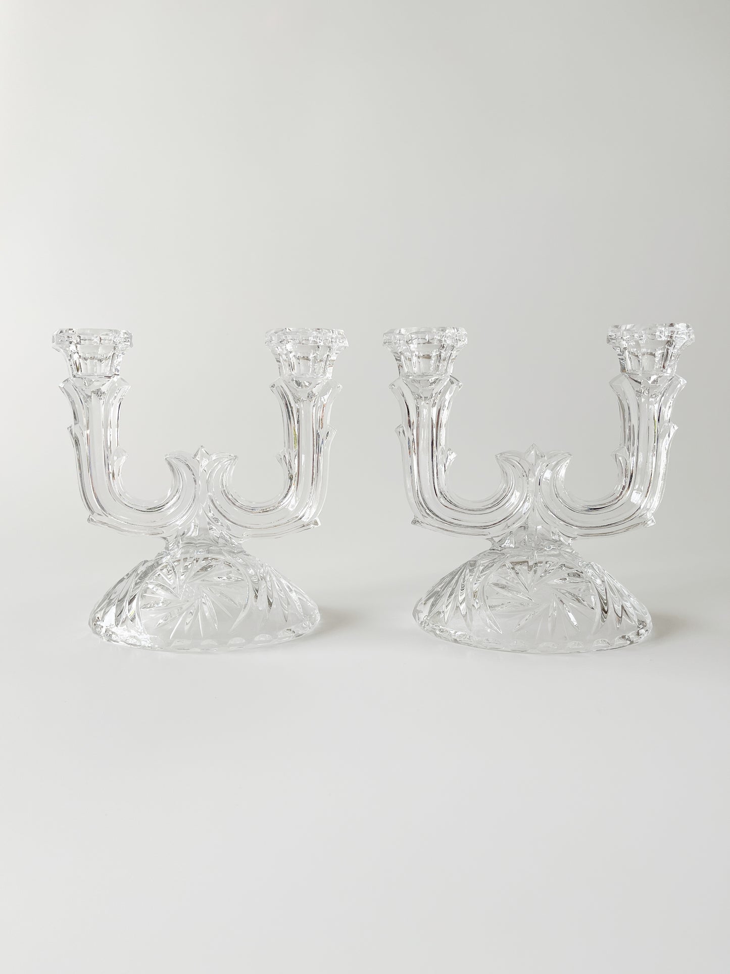 Vintage Cut Crystal Double Candle Holders