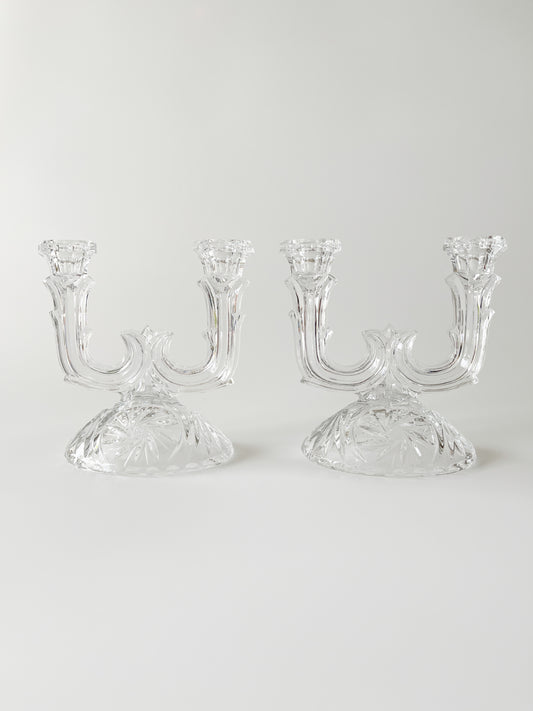 Vintage Cut Crystal Double Candle Holders