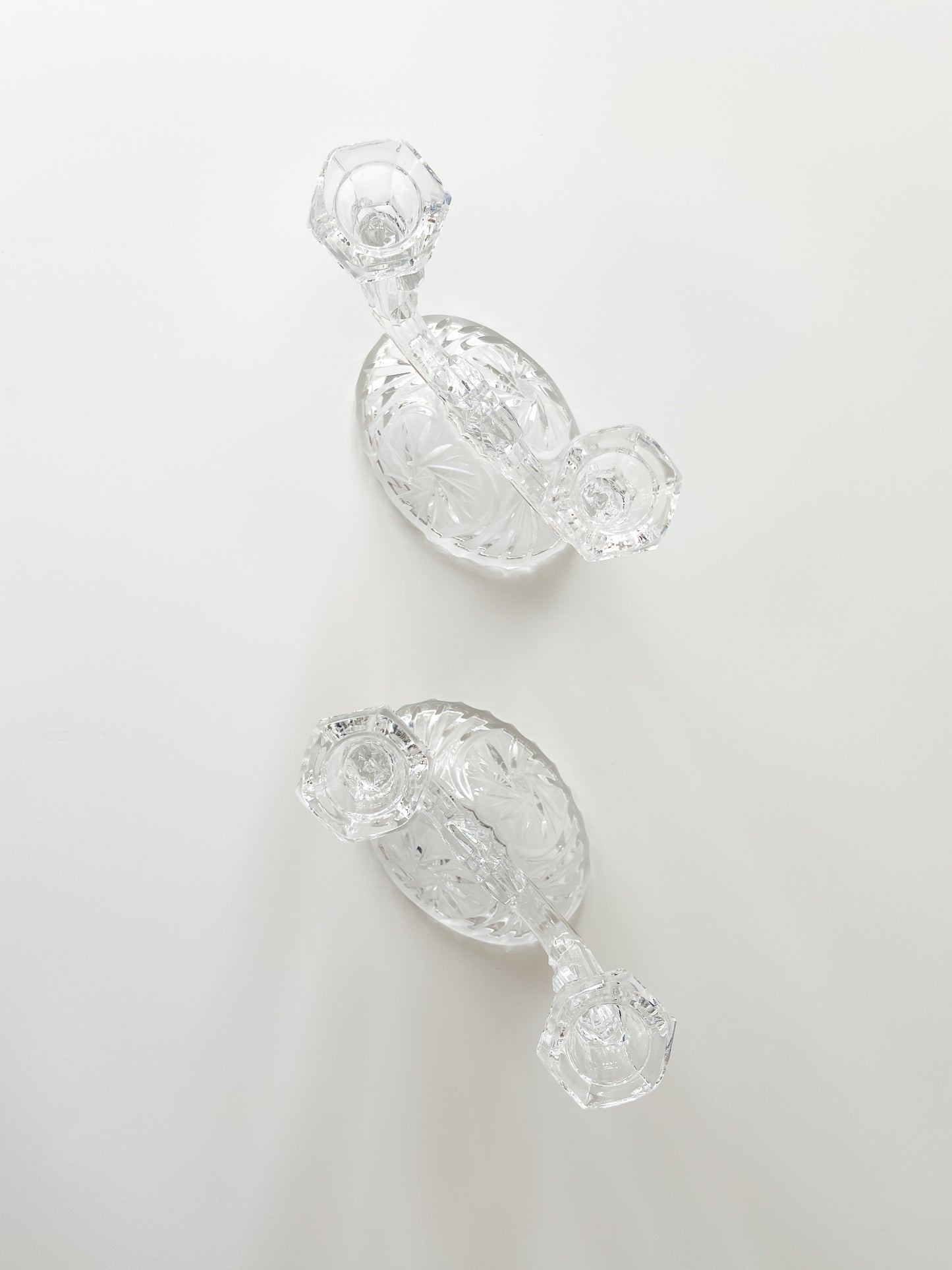Vintage Cut Crystal Double Candle Holders