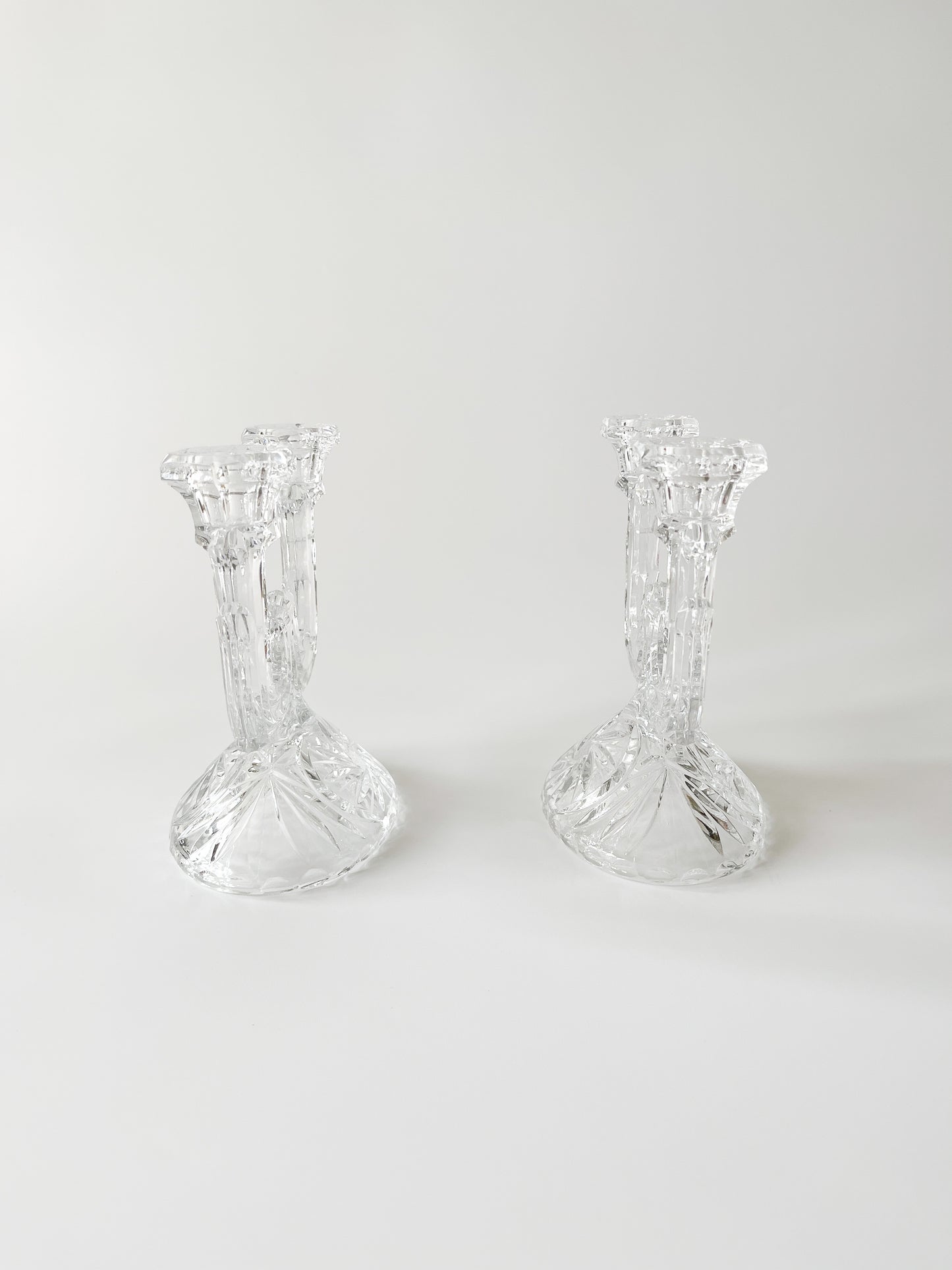 Vintage Cut Crystal Double Candle Holders