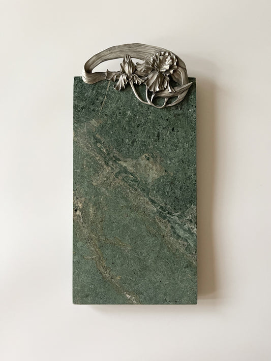 Vintage Seagull Pewter Green Marble Board