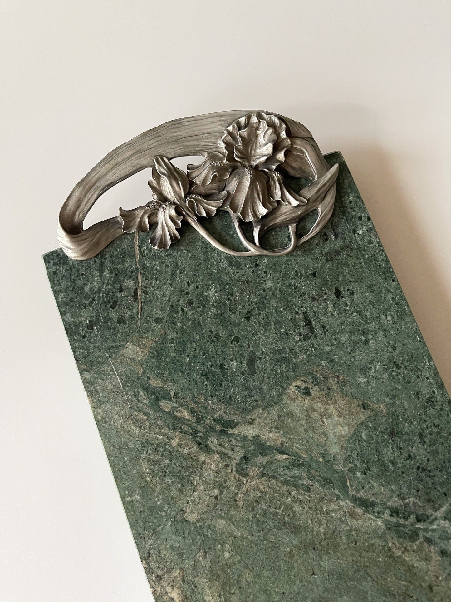 Vintage Seagull Pewter Green Marble Board