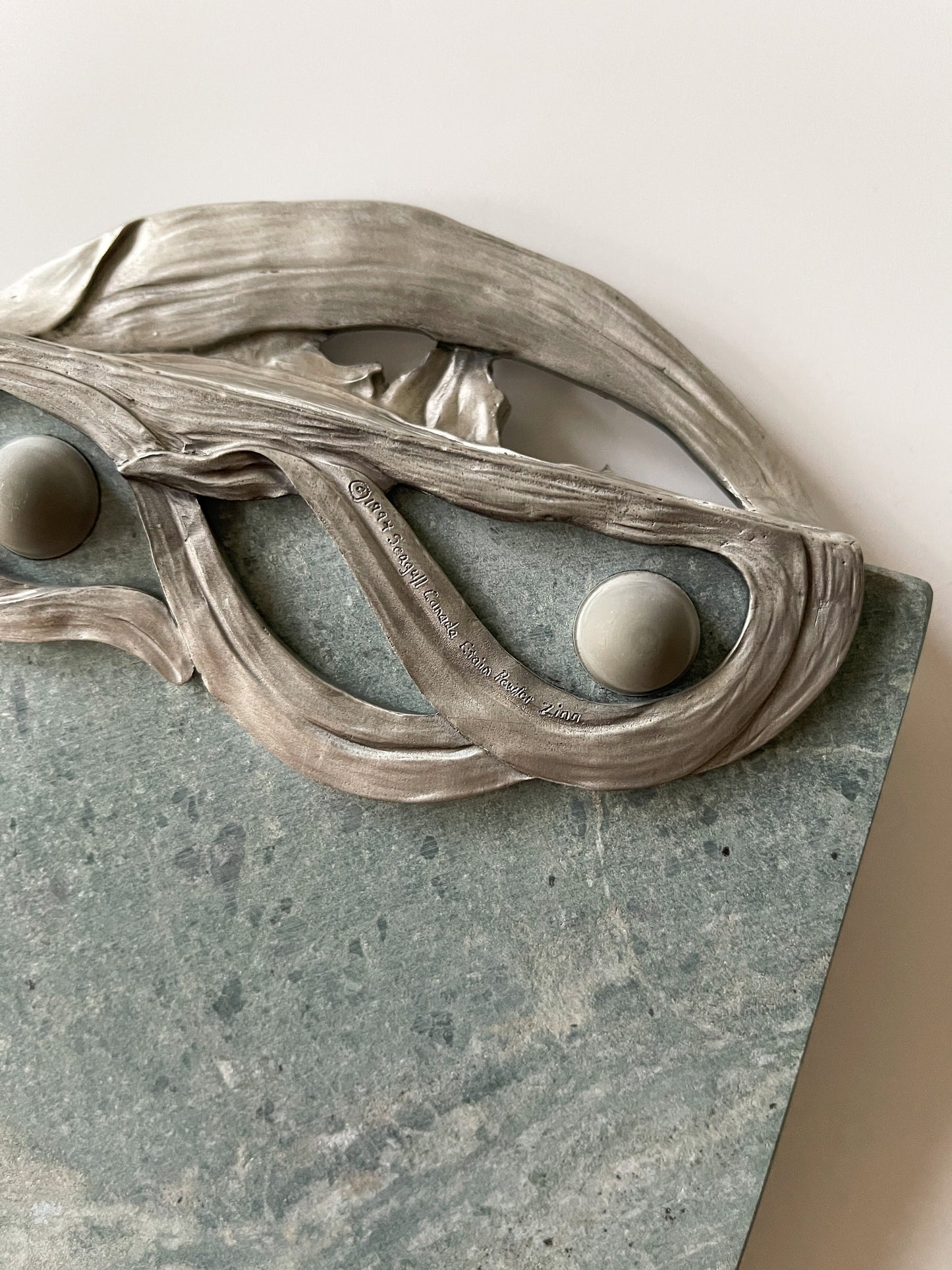 Vintage Seagull Pewter Green Marble Board