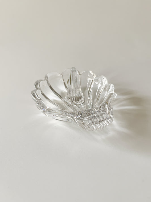 Vintage Lead Crystal Shell Ring Holder