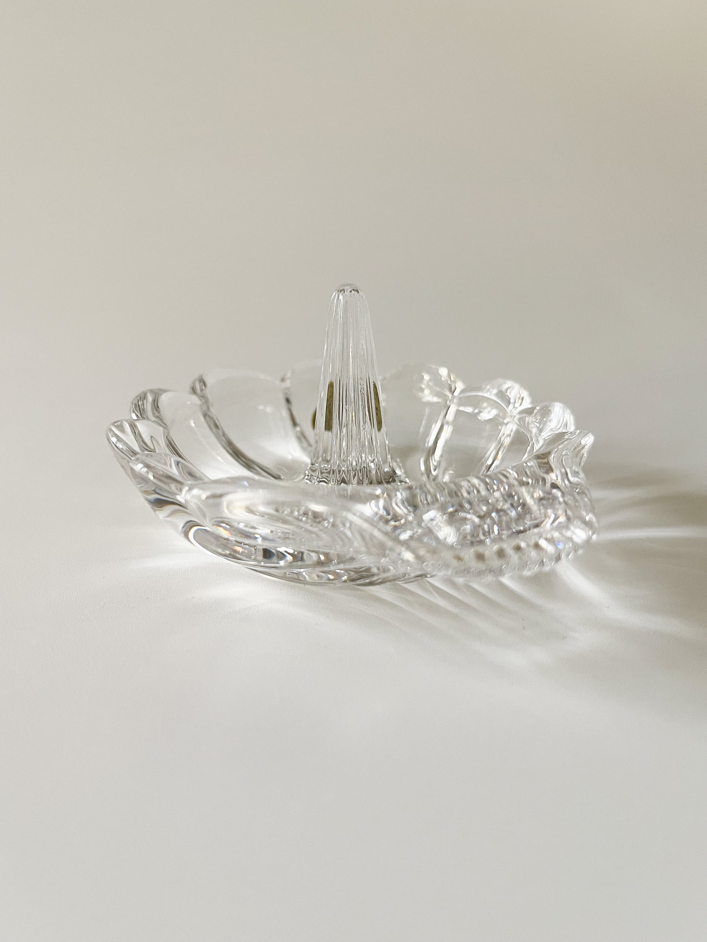 Vintage Lead Crystal Shell Ring Holder