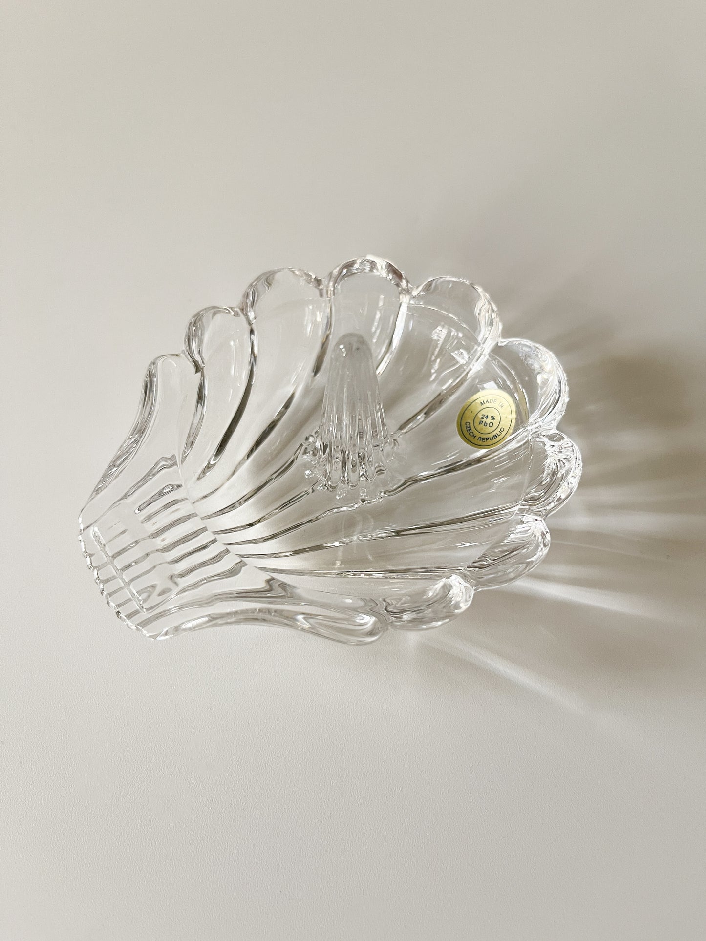 Vintage Lead Crystal Shell Ring Holder