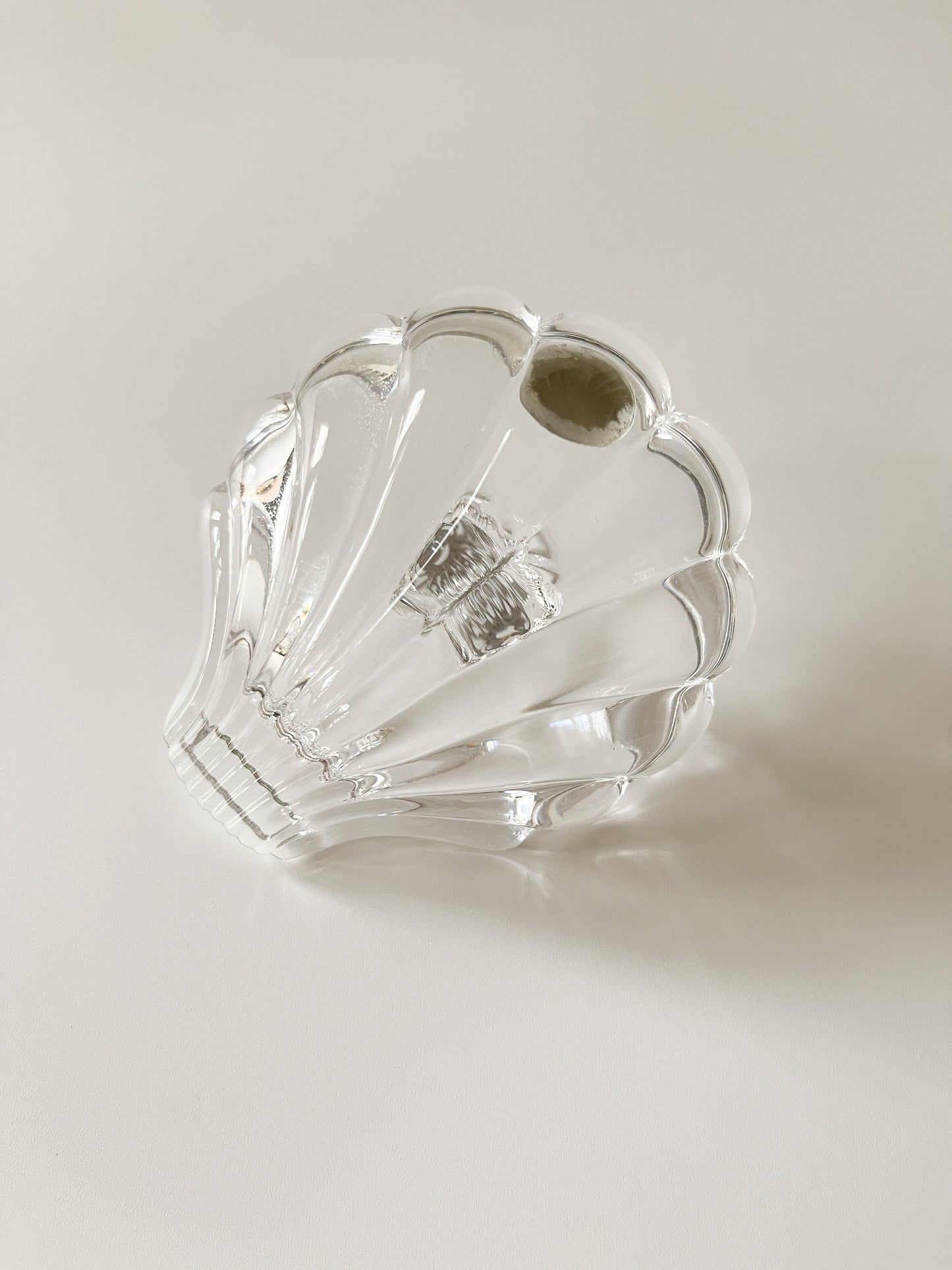 Vintage Lead Crystal Shell Ring Holder