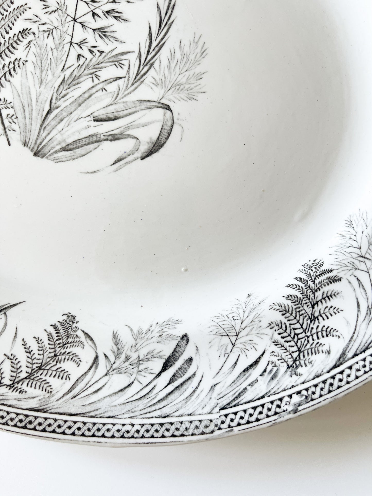 Antique Danish Fern Victorian Black Transferware Platter