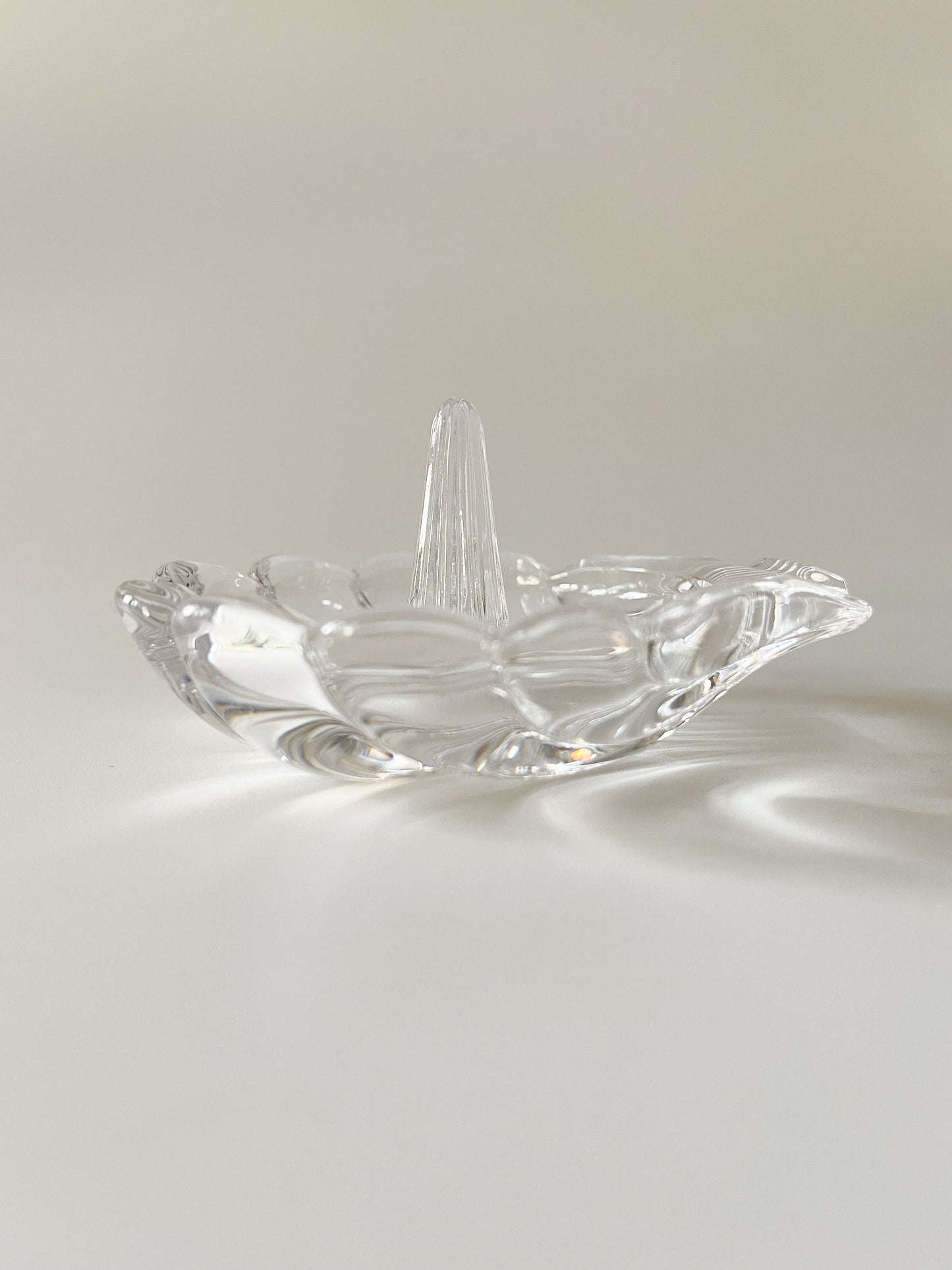 Vintage Lead Crystal Shell Ring Holder