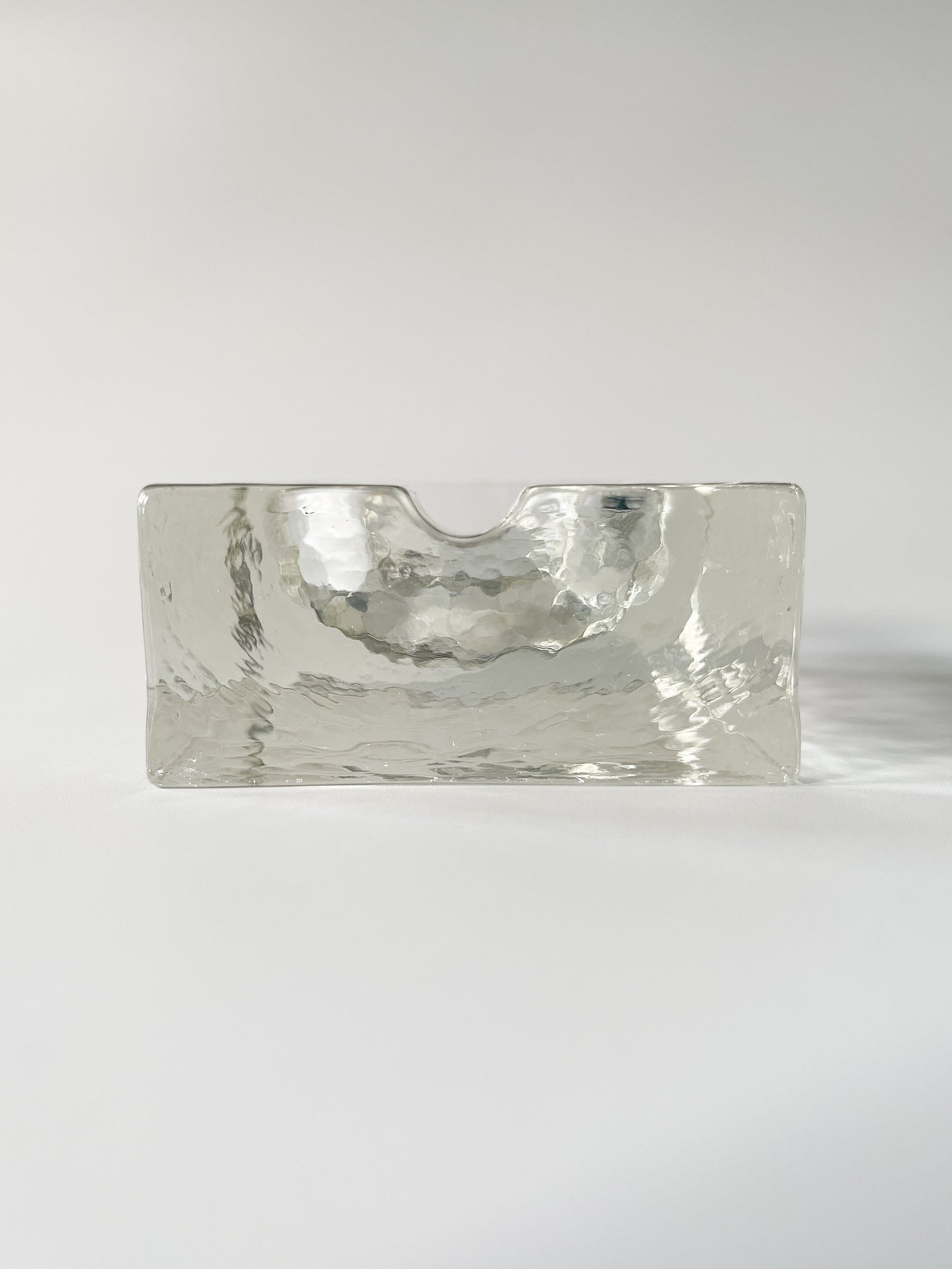 Vintage Brutalist Ice Block Glass Ashtray
