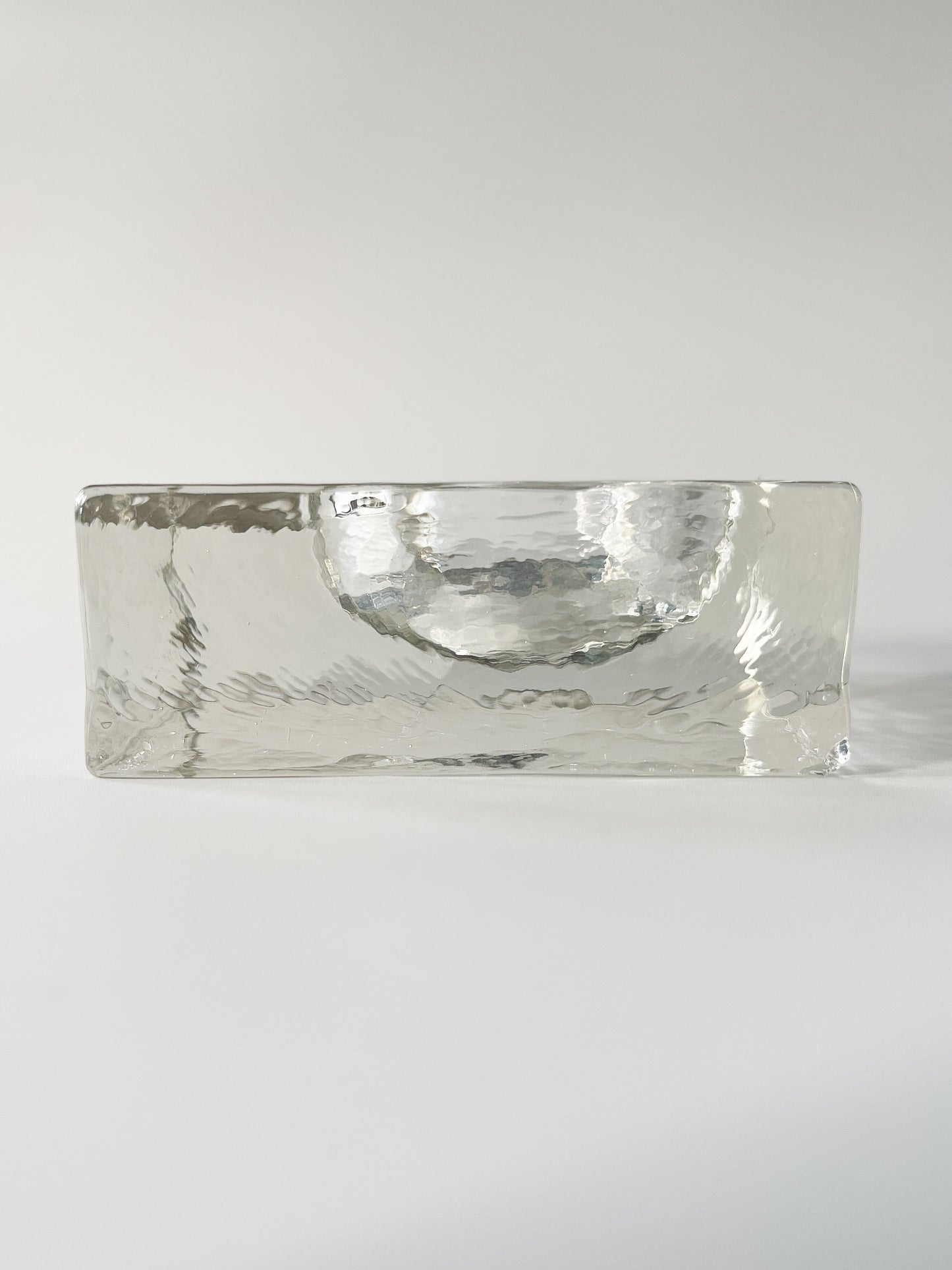 Vintage Brutalist Ice Block Glass Ashtray