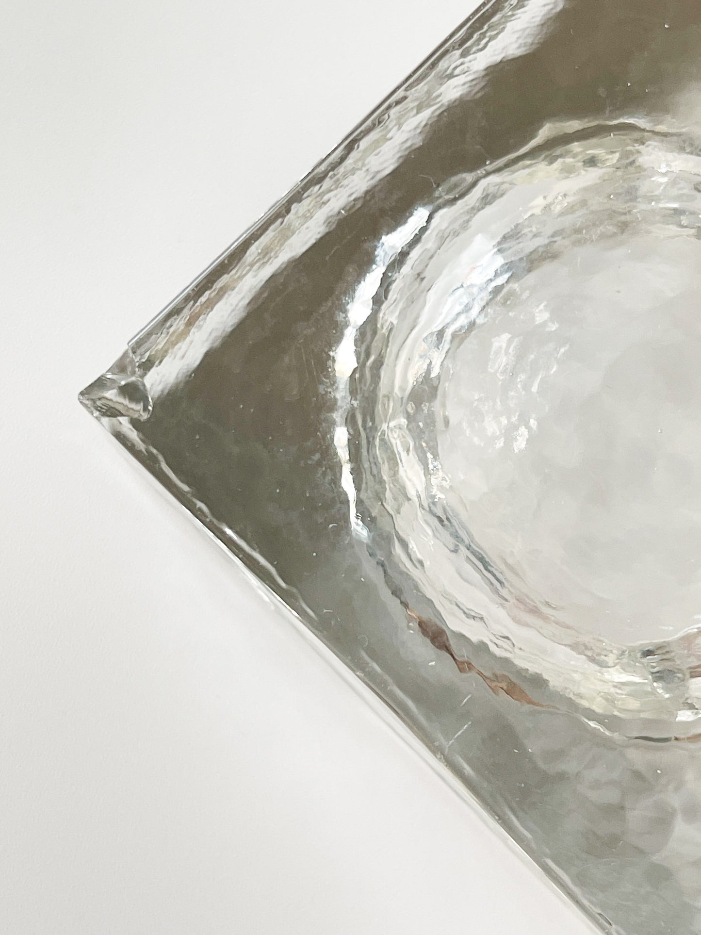 Vintage Brutalist Ice Block Glass Ashtray