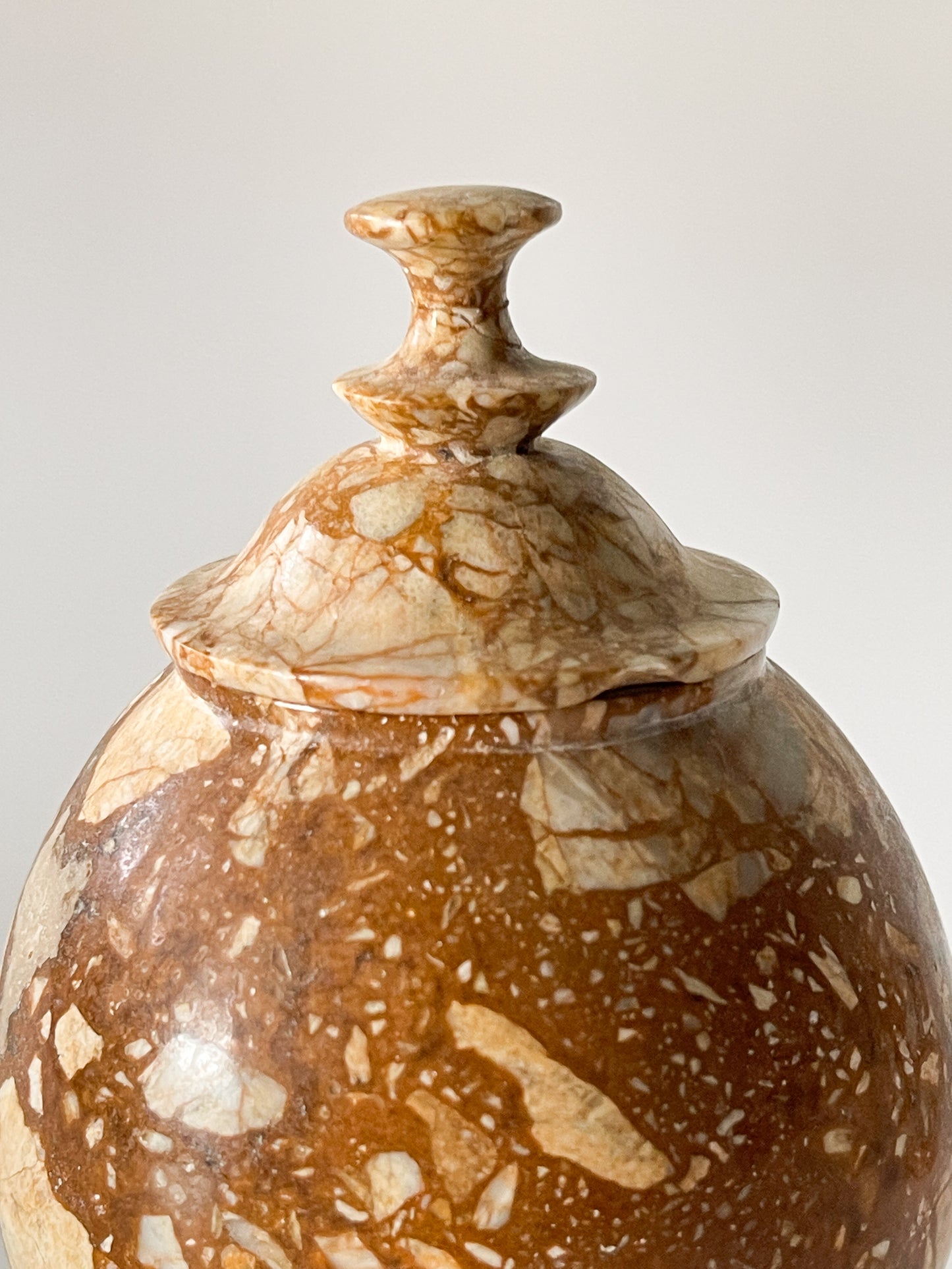 Vintage Breccia Stone Vanity Jar Set