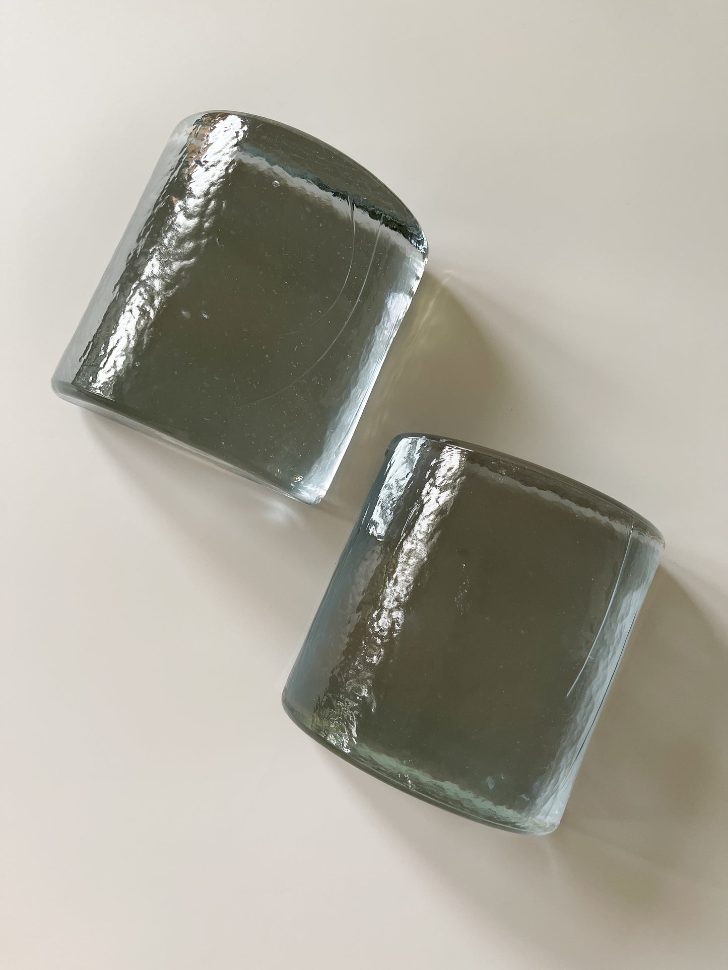 Midcentury Glass Bookends by Wayne Husted for Blenko