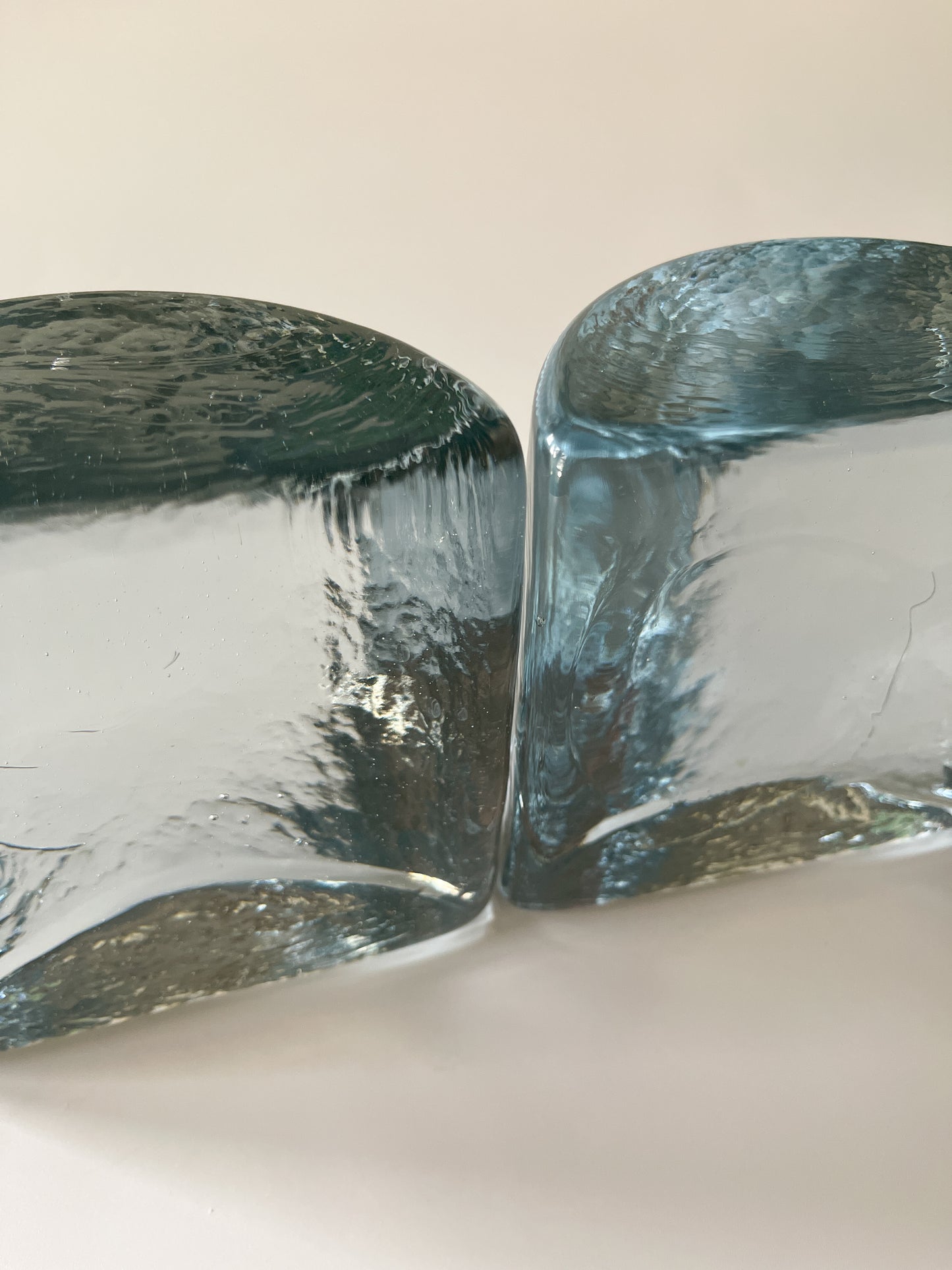 Midcentury Glass Bookends by Wayne Husted for Blenko