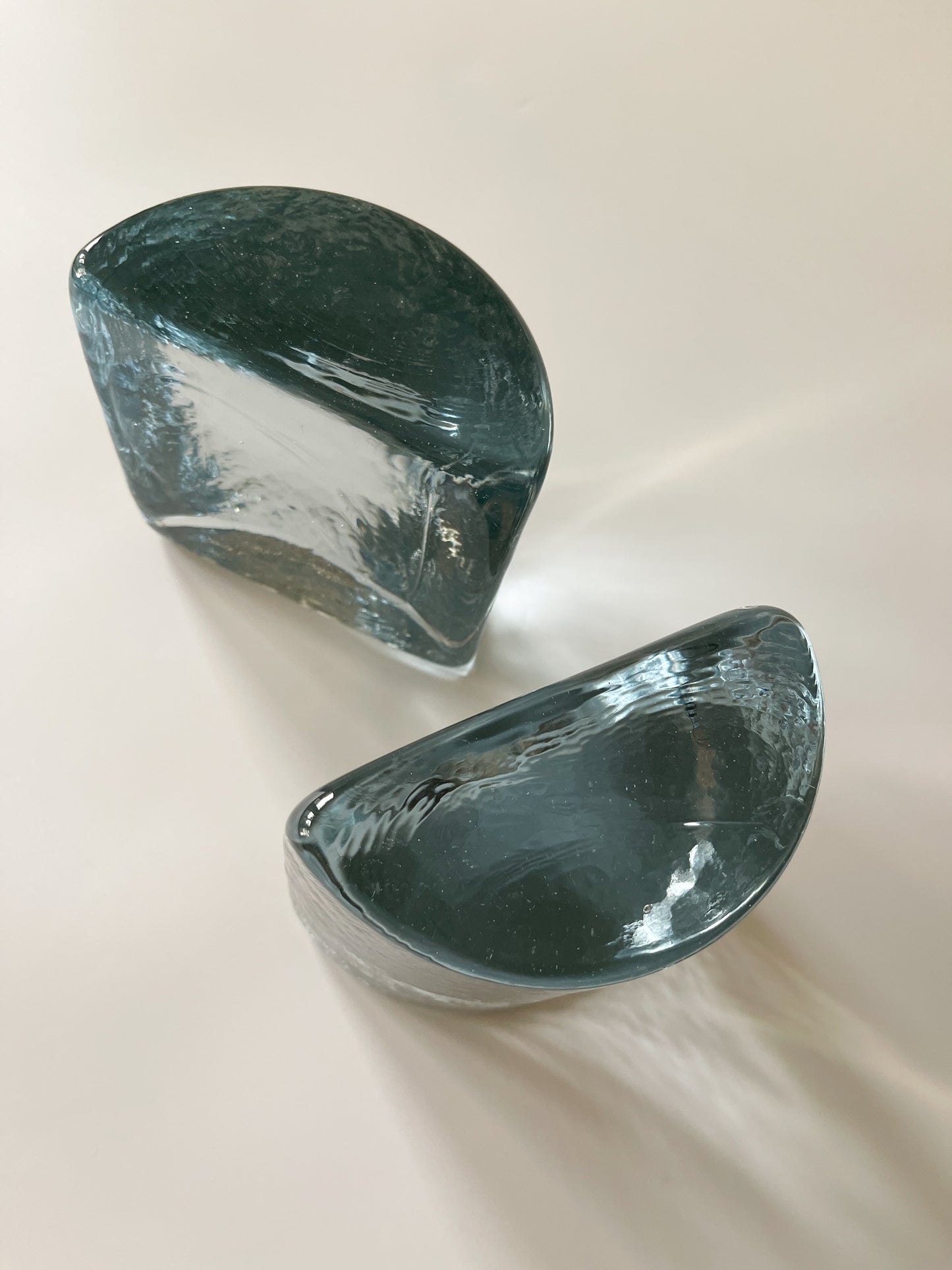 Midcentury Glass Bookends by Wayne Husted for Blenko