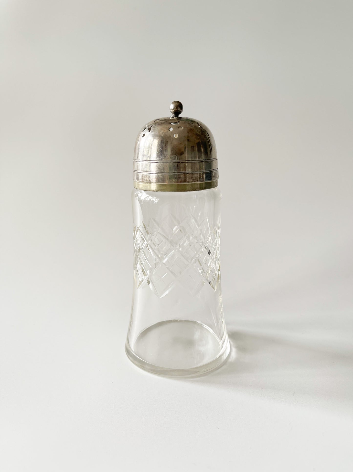 Antique Cut Glass Silver Plate Sugar Shaker
