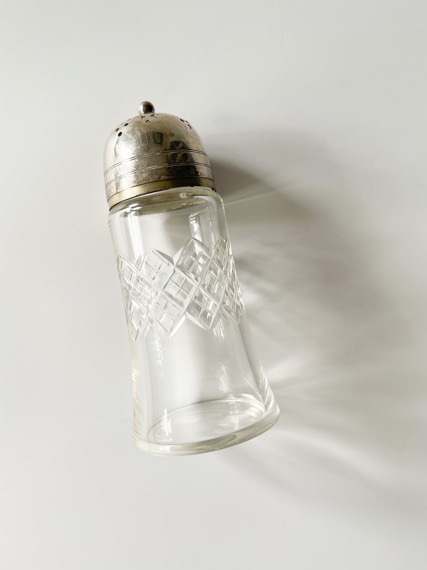 Antique Cut Glass Silver Plate Sugar Shaker