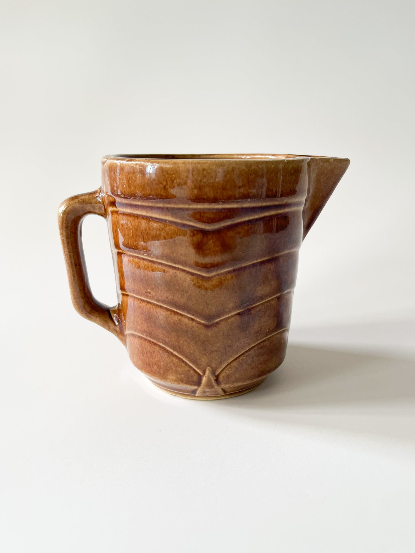 Vintage Monmouth Pottery Chevron Stoneware Pitcher No. 1