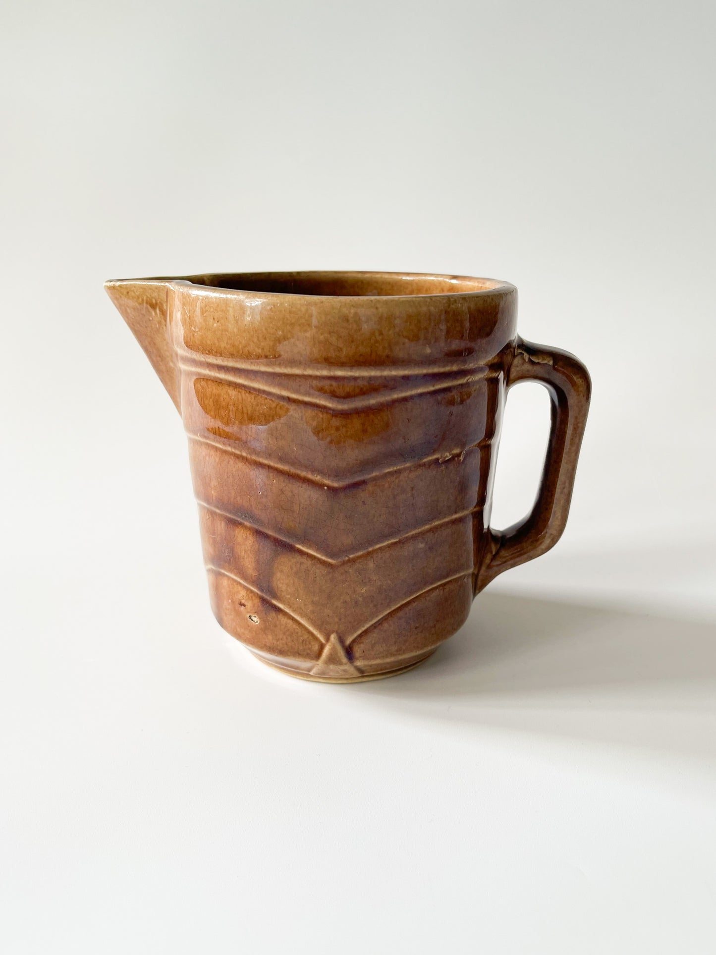 Vintage Monmouth Pottery Chevron Stoneware Pitcher No. 1