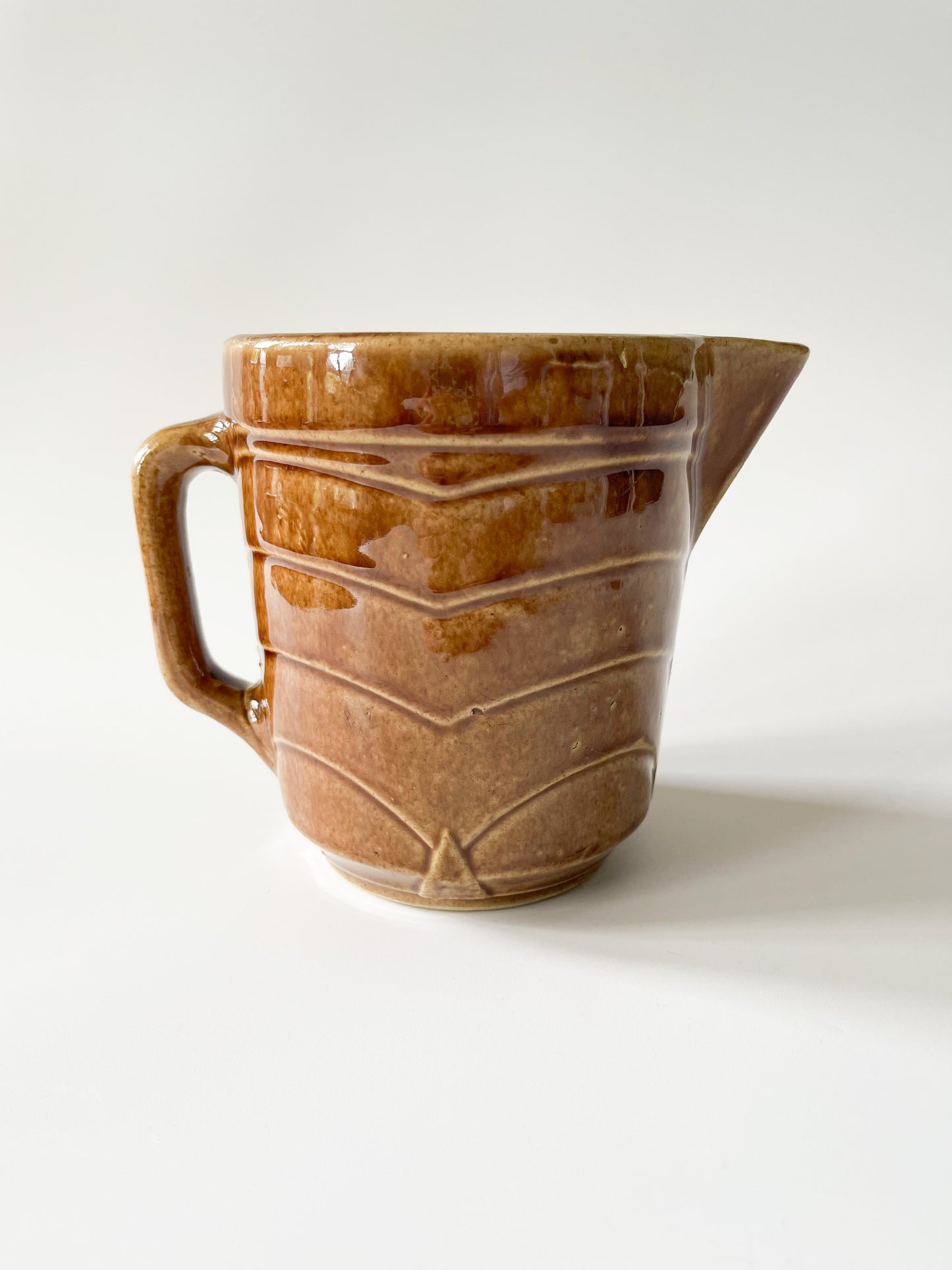 Vintage Monmouth Pottery Chevron Stoneware Pitcher No. 2