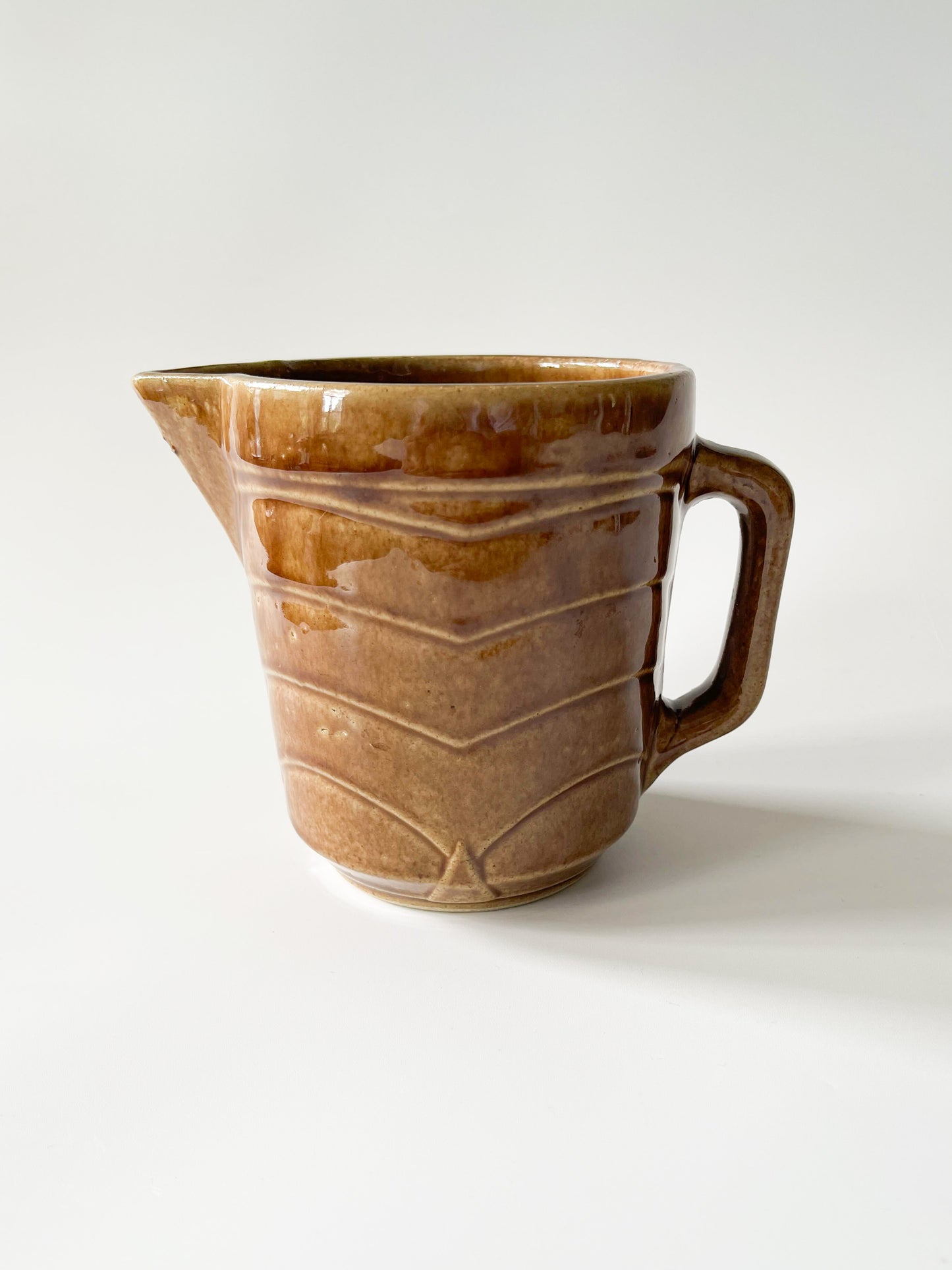 Vintage Monmouth Pottery Chevron Stoneware Pitcher No. 2