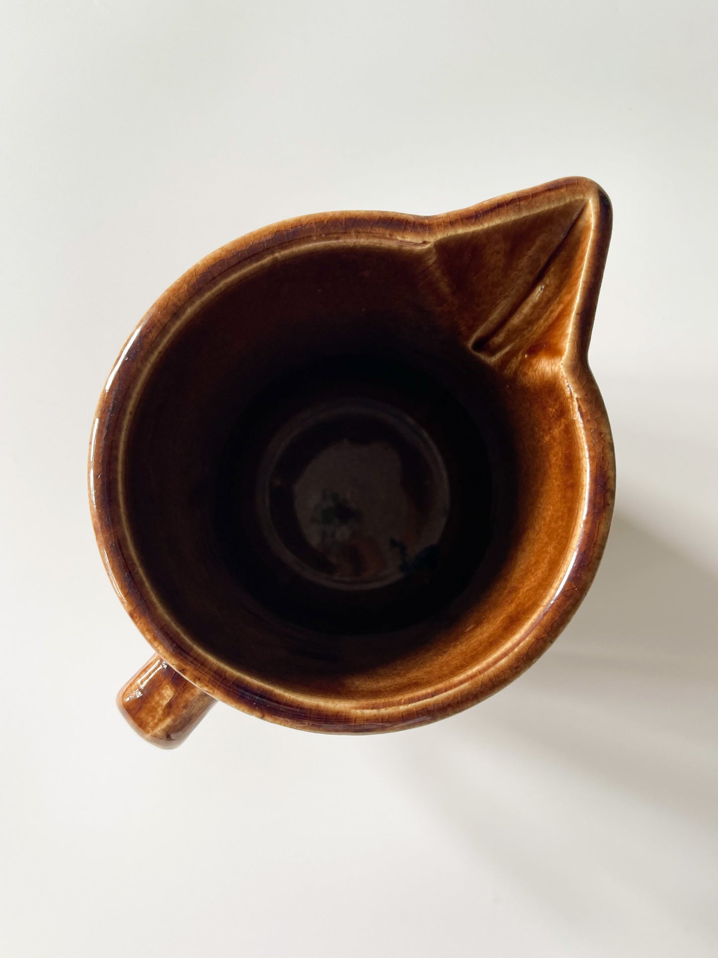Vintage Monmouth Pottery Warm Brown Glaze Horizontal Ribbed Pitcher