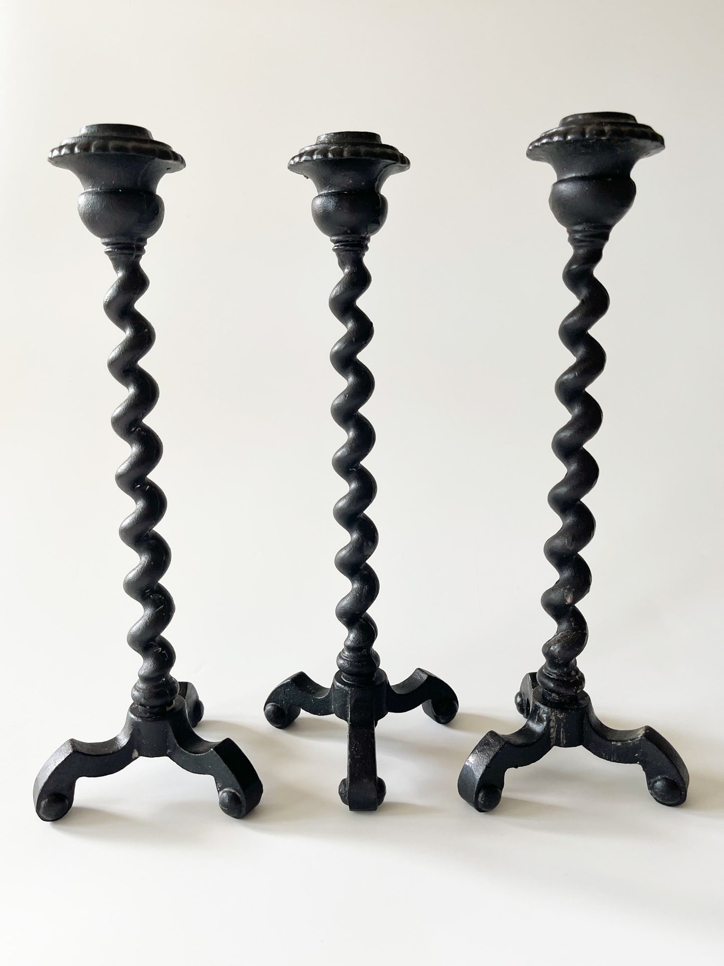 Vintage Colonial Cast Iron Twist Candlestick